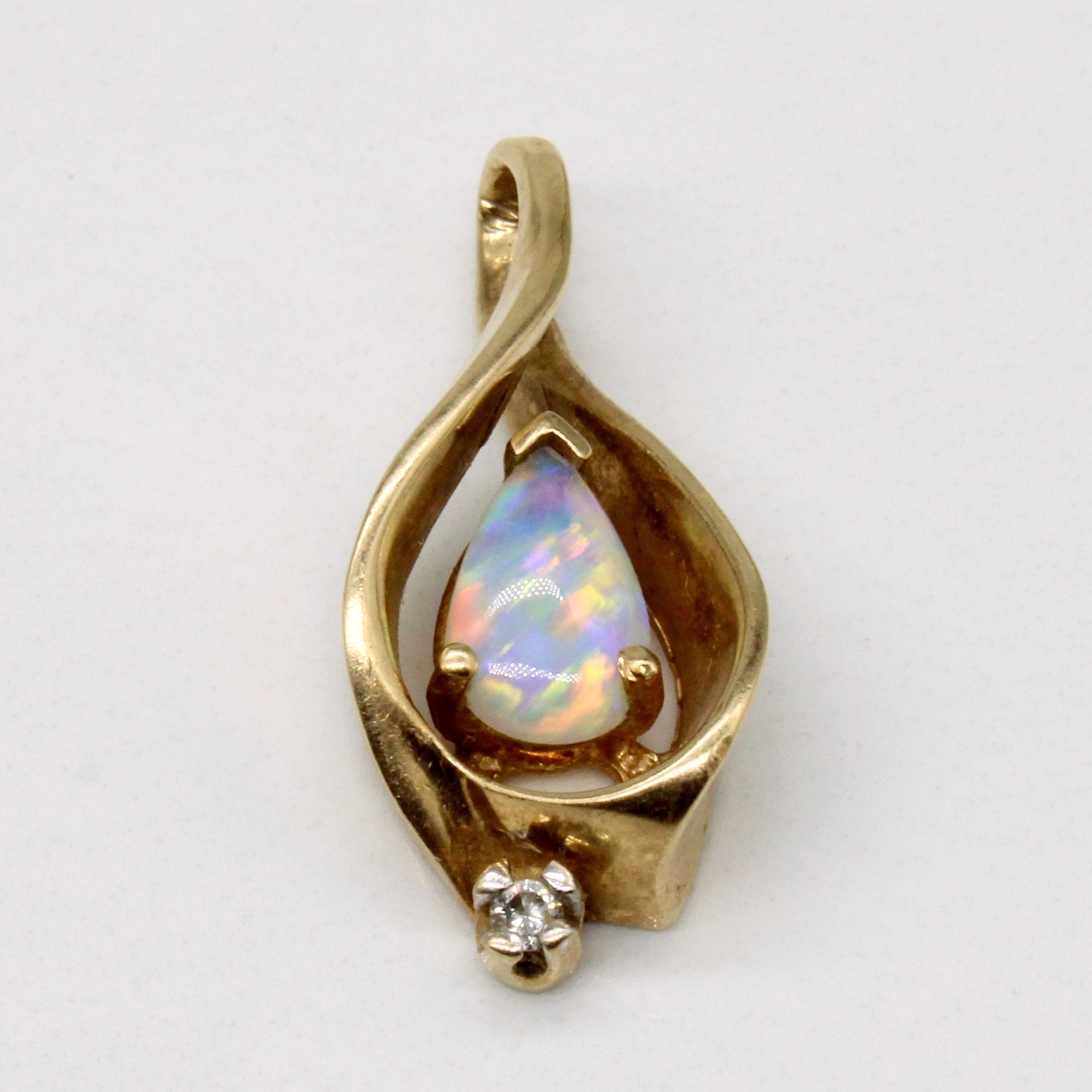 Opal & Diamond Drop Pendant | 0.45ct, 0.02ct |