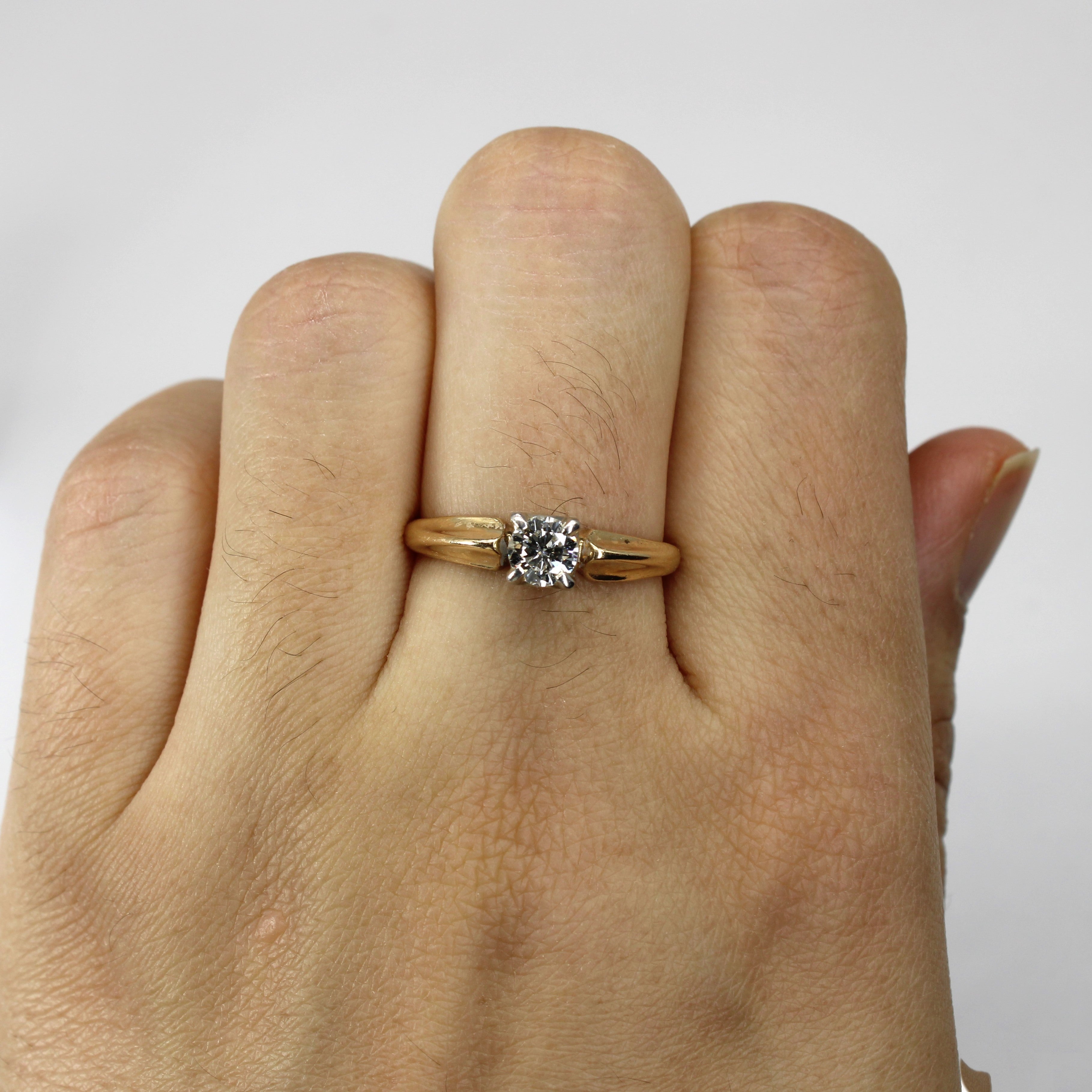 Solitaire Diamond Yellow Gold Ring | 0.42ct | SZ 7.5 |
