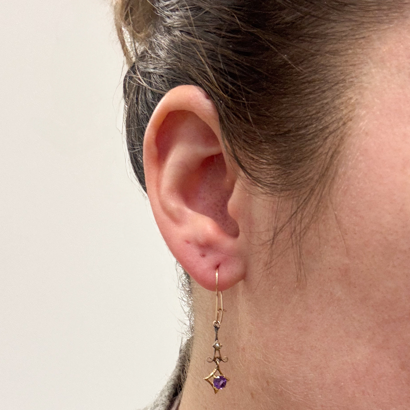 Vintage Amethyst & Pearl Earring Set | 0.75ctw |