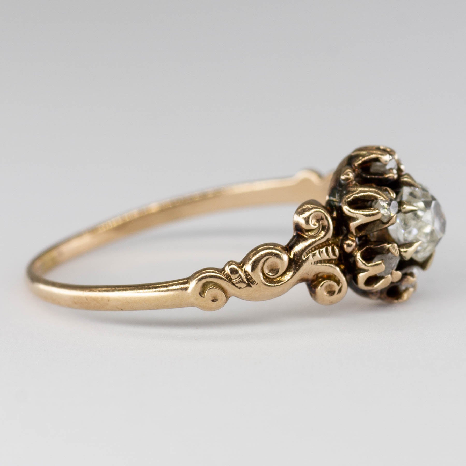Bague victorienne sertie de diamants taille ancienne | 0,45 ct | Taille 7,5