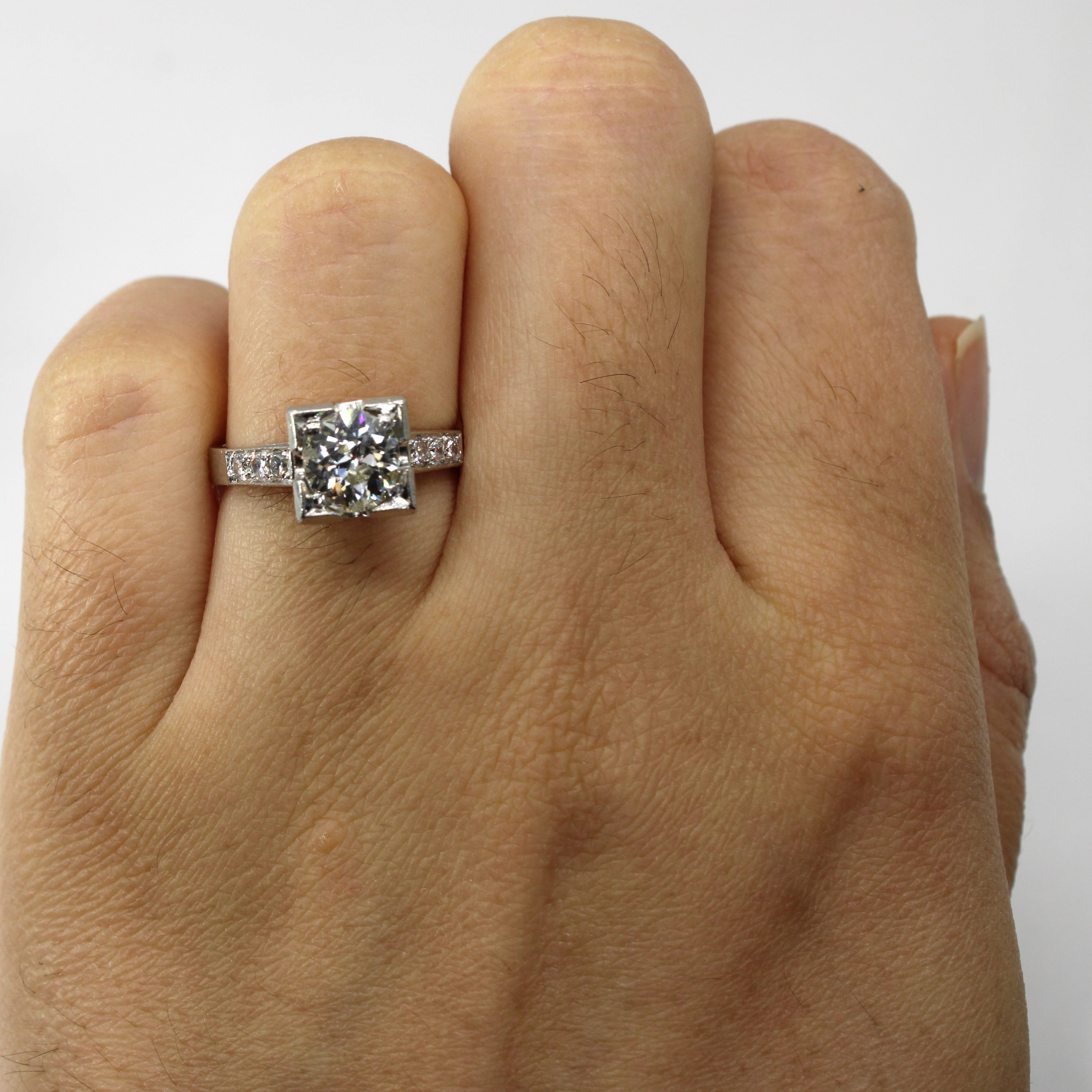 Vintage Platinum Diamond Ring | 1.28ctw VS2 G/H | SZ 6 |