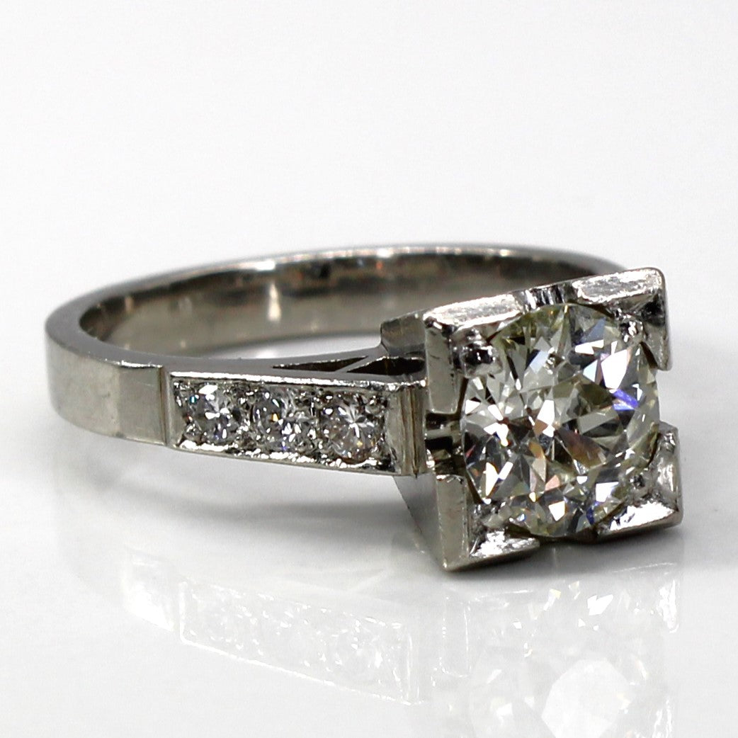 Vintage Platinum Diamond Ring | 1.28ctw VS2 G/H | SZ 6 |