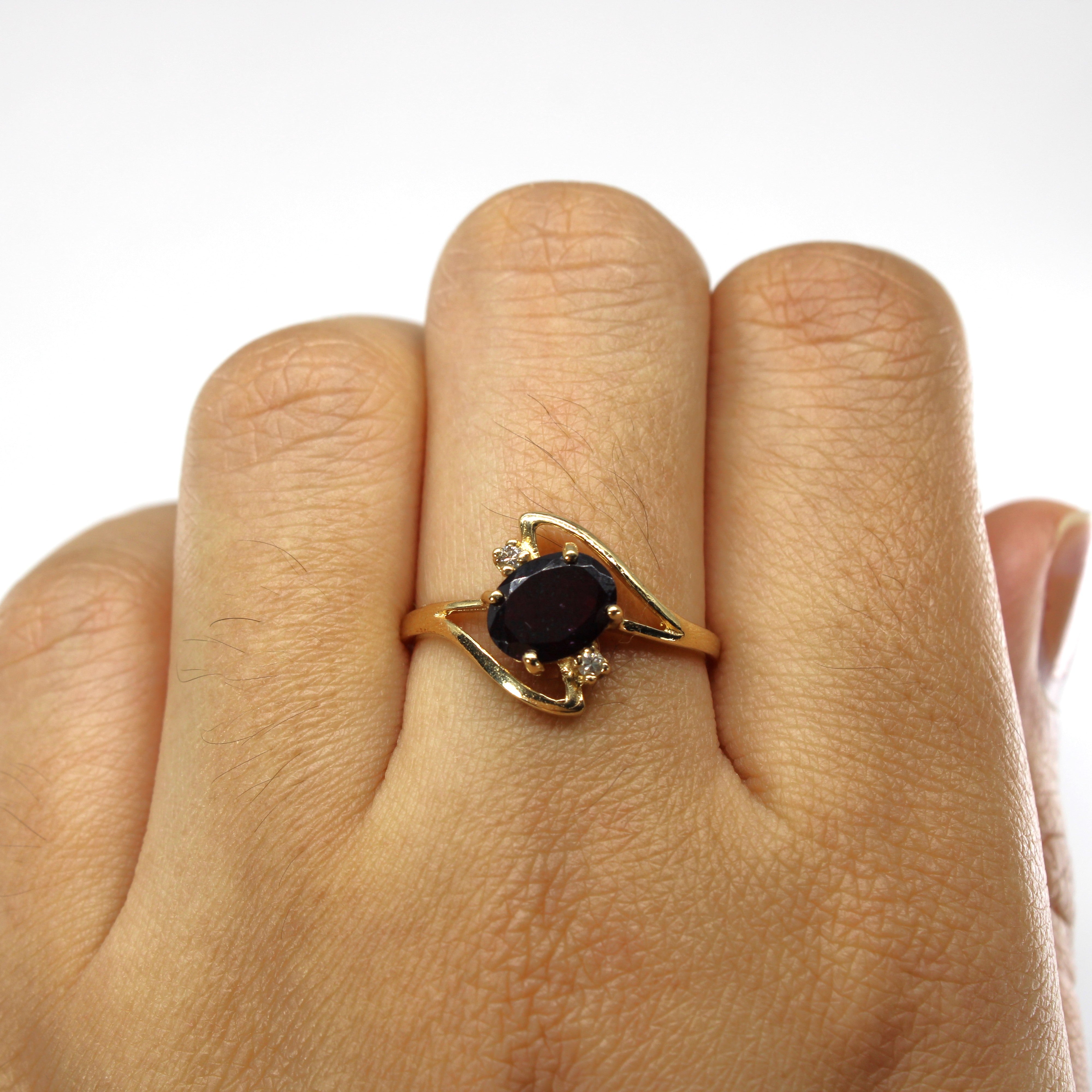 Garnet & Diamond Bypass Ring | 1.32ct | 0.04ctw | SZ 7.75 |