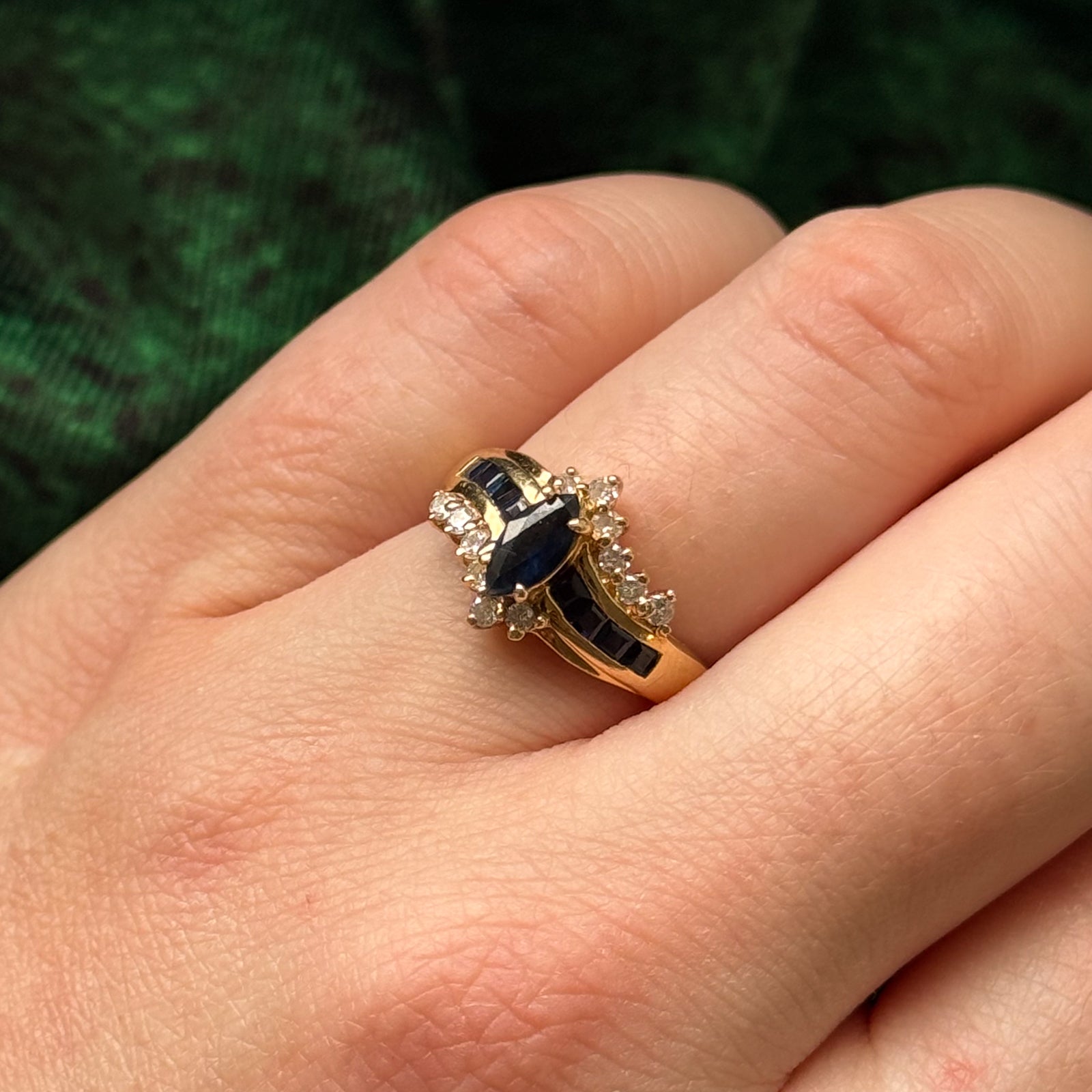 Blue Sapphire & Diamond Ring | 0.60ctw, 0.12ctw | SZ 6.25 |