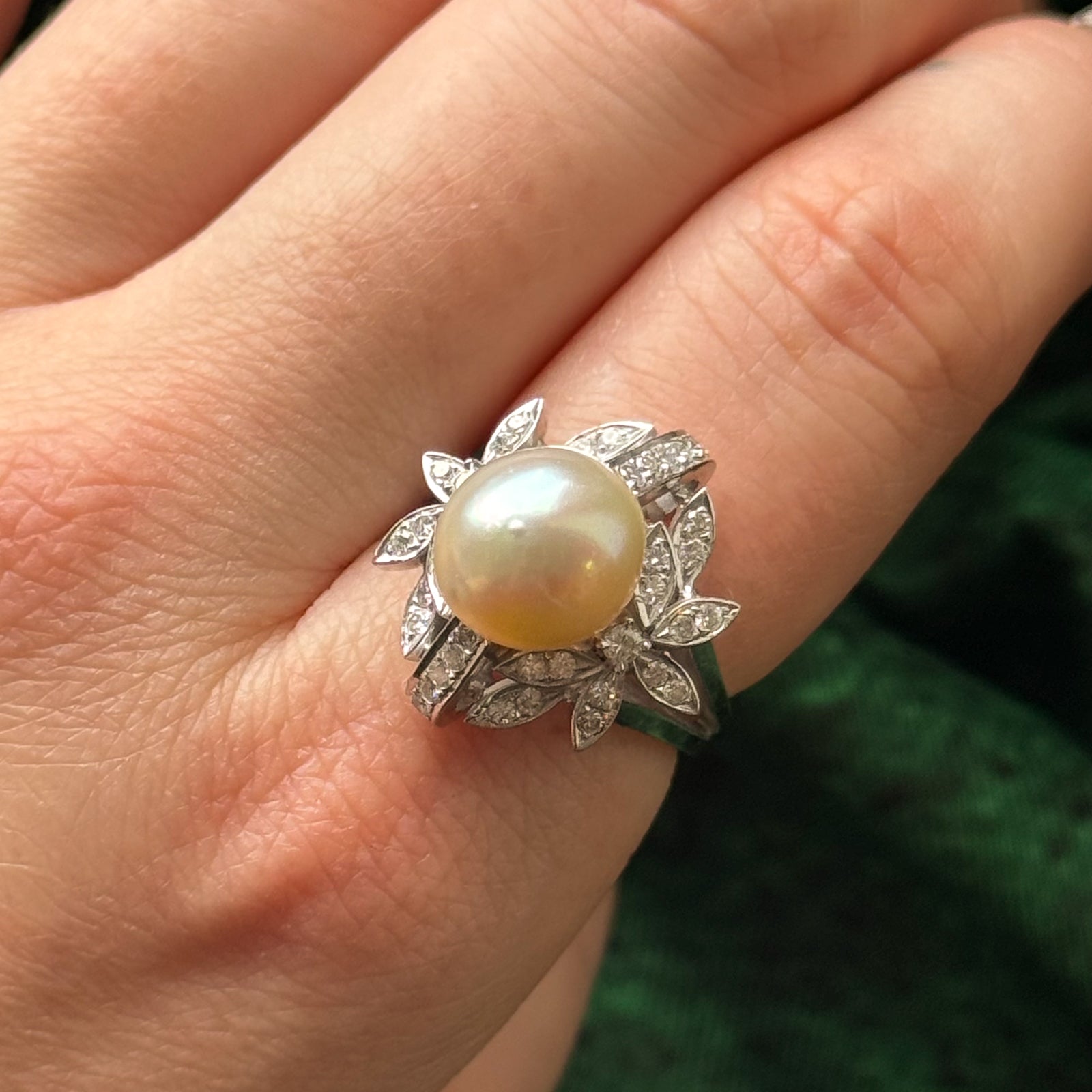 Cultured Pearl & Diamond Ring | 6.50ct, 0.46ctw | SZ 6.25 |