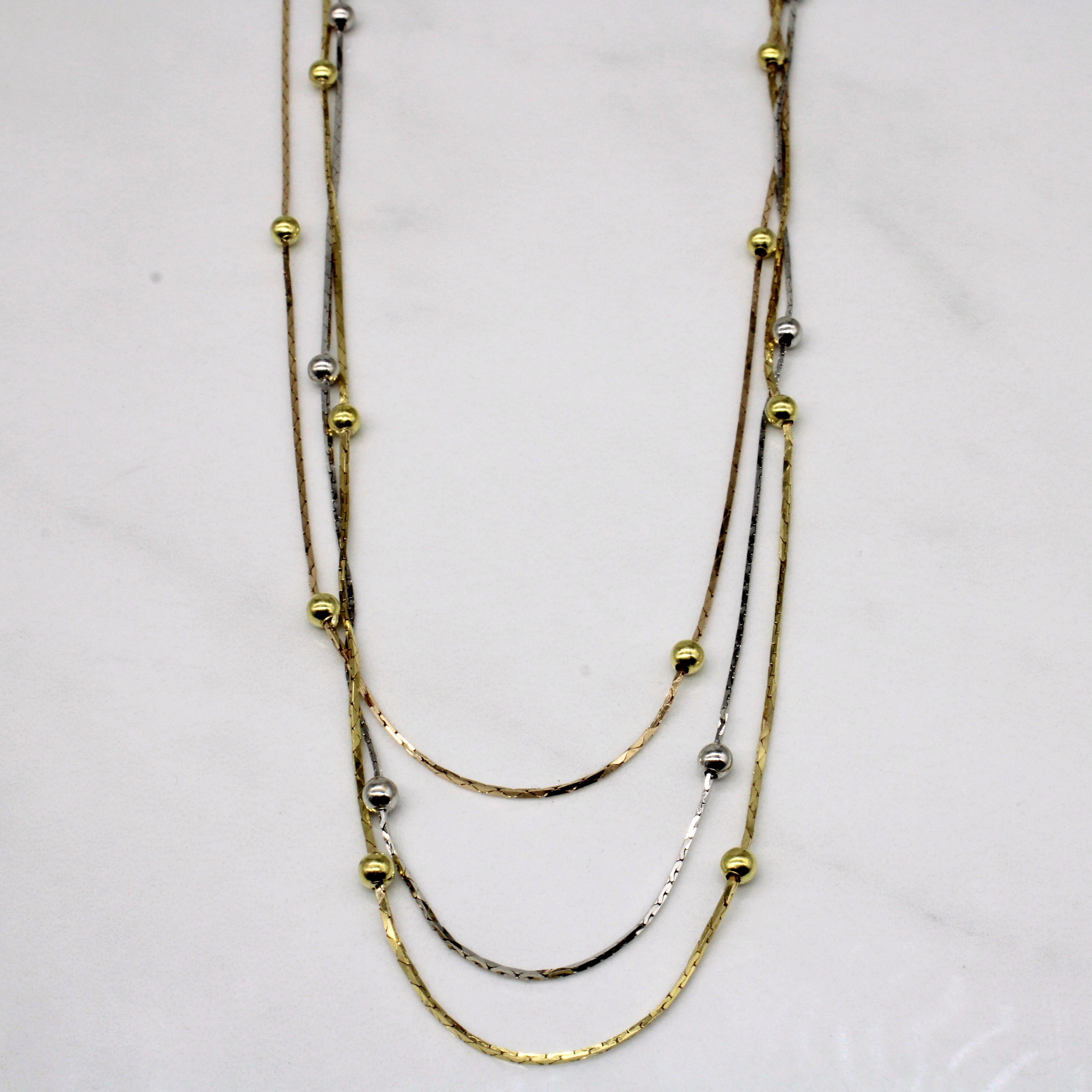 18k Tri Tone Gold Tiered Necklace | 16" |
