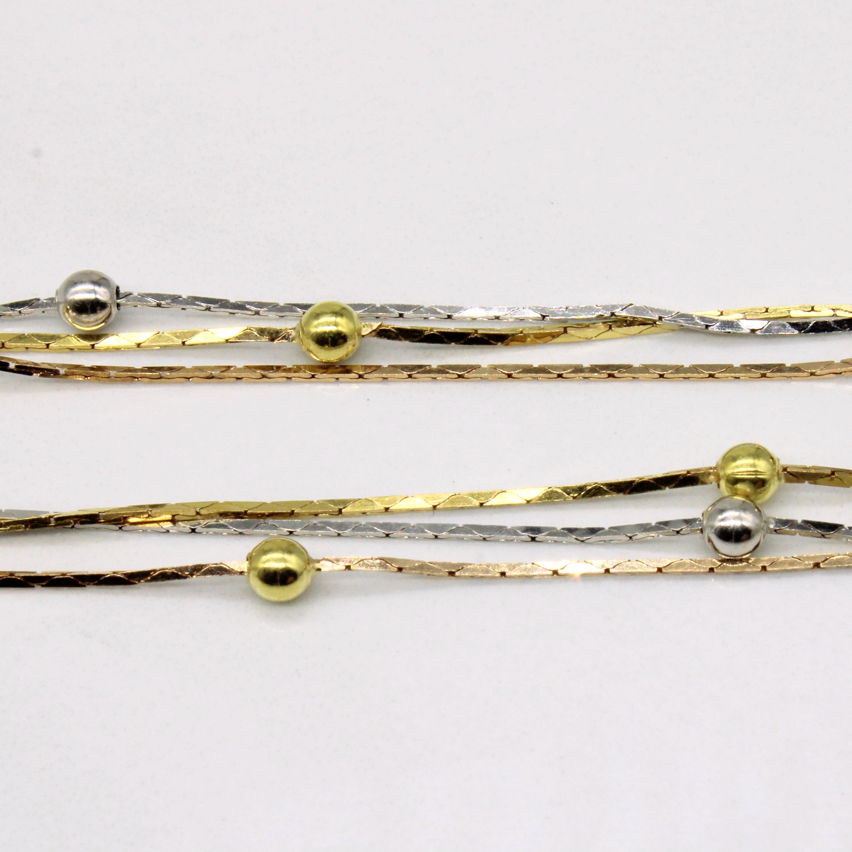 18k Tri Tone Gold Tiered Necklace | 16" |