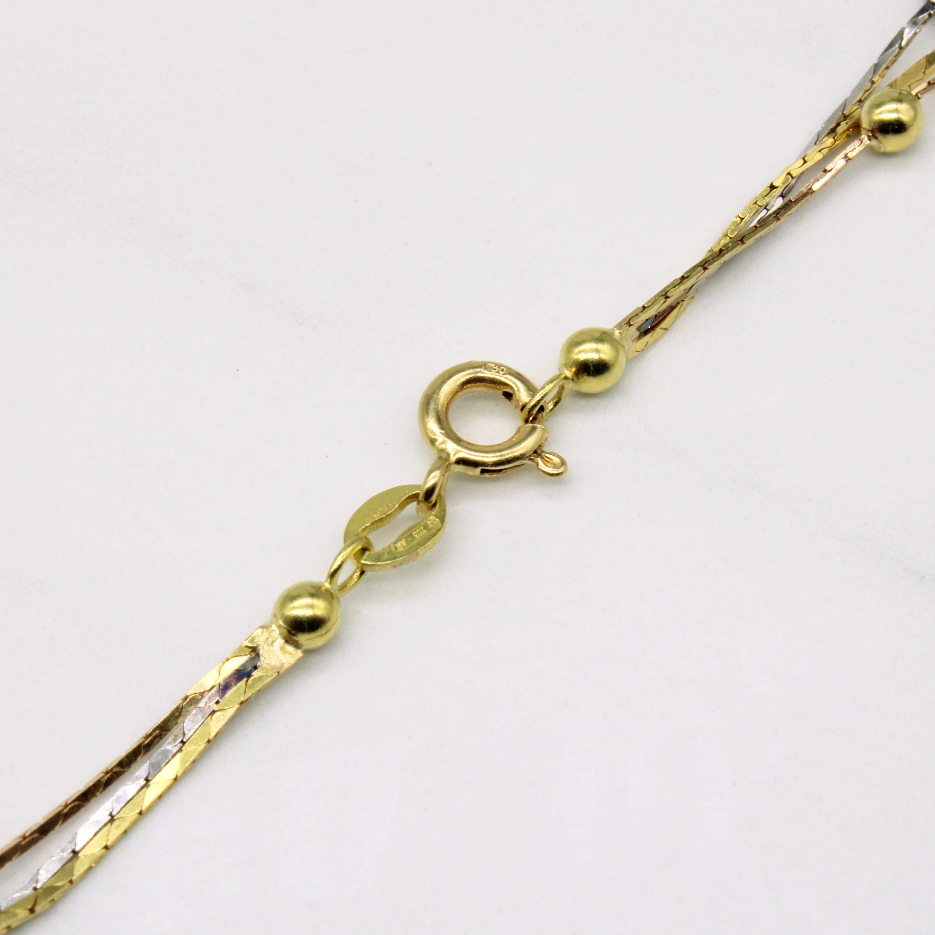 18k Tri Tone Gold Tiered Necklace | 16" |