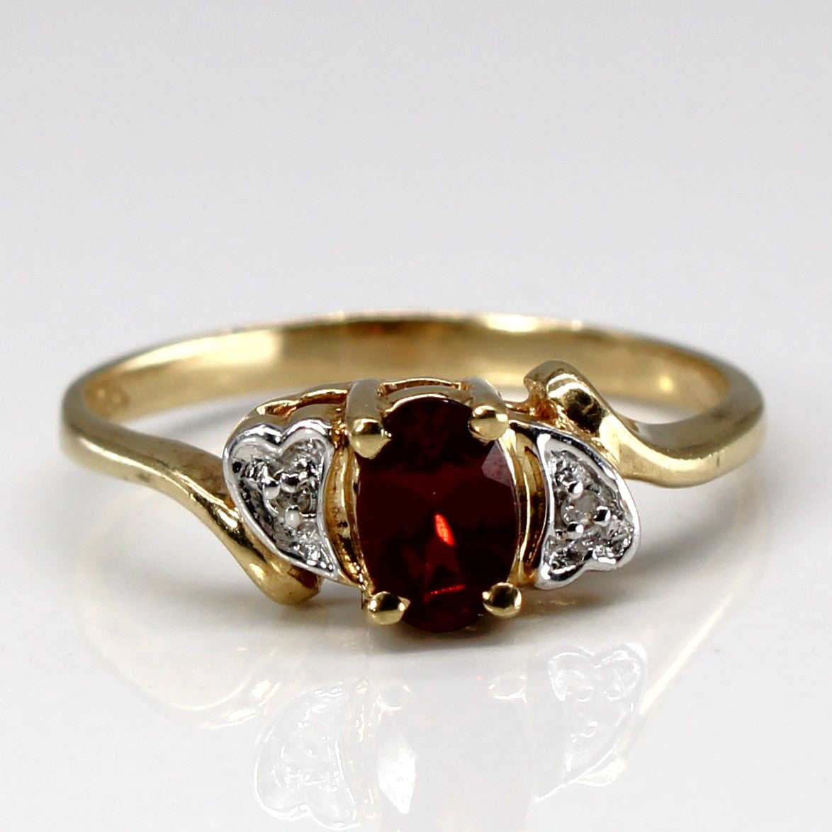 Garnet & Diamond Bypass Gold Ring | 0.54ct | 0.01ctw | SZ 6.75 |