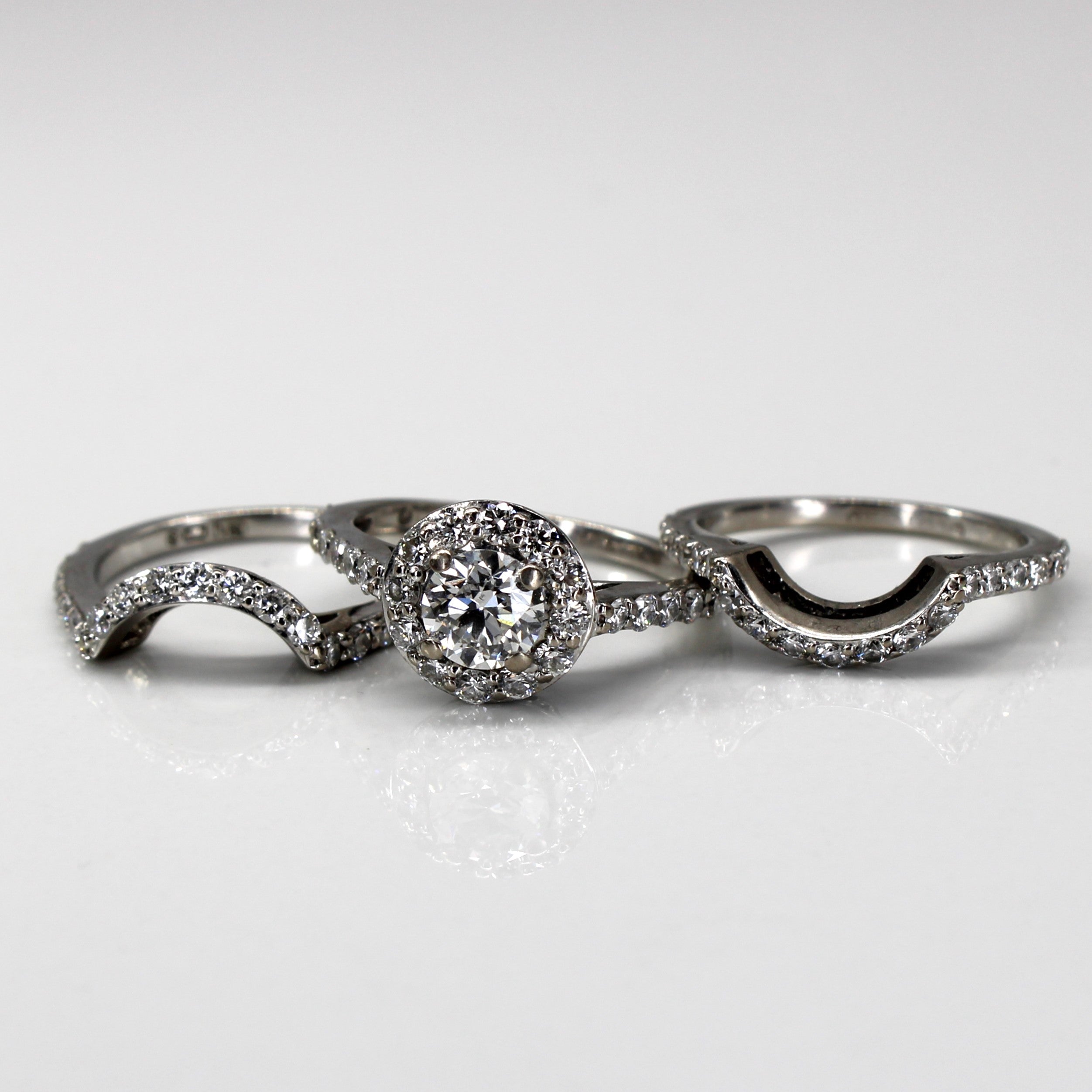 Halo Canadian Diamond Engagement Ring Set | 1.78ctw SI1 F/G | SZ 4 |