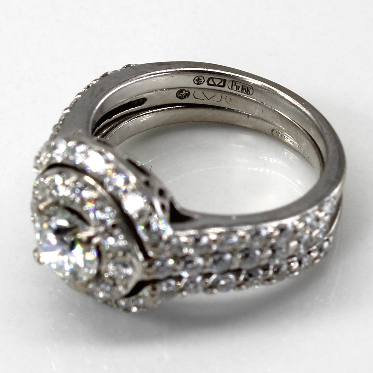 Halo Canadian Diamond Engagement Ring Set | 1.78ctw SI1 F/G | SZ 4 |