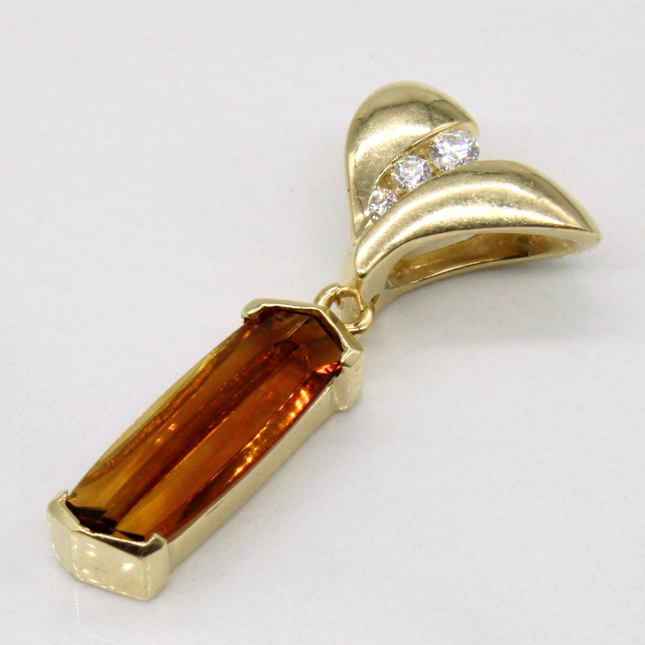 Citrine & Diamond Drop Pendant | 3.20ct, 0.10ctw |