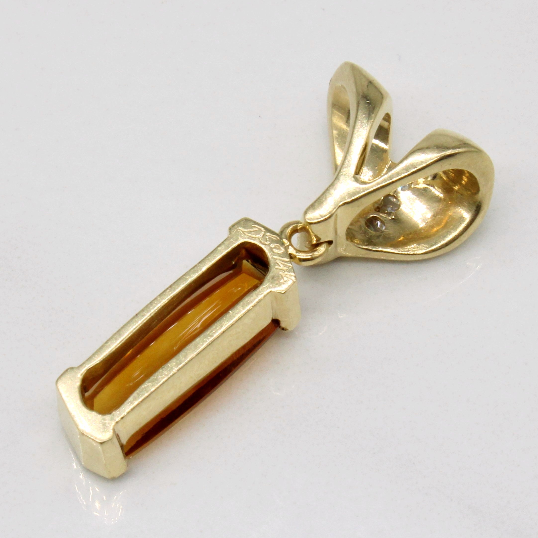 Citrine & Diamond Drop Pendant | 3.20ct, 0.10ctw |