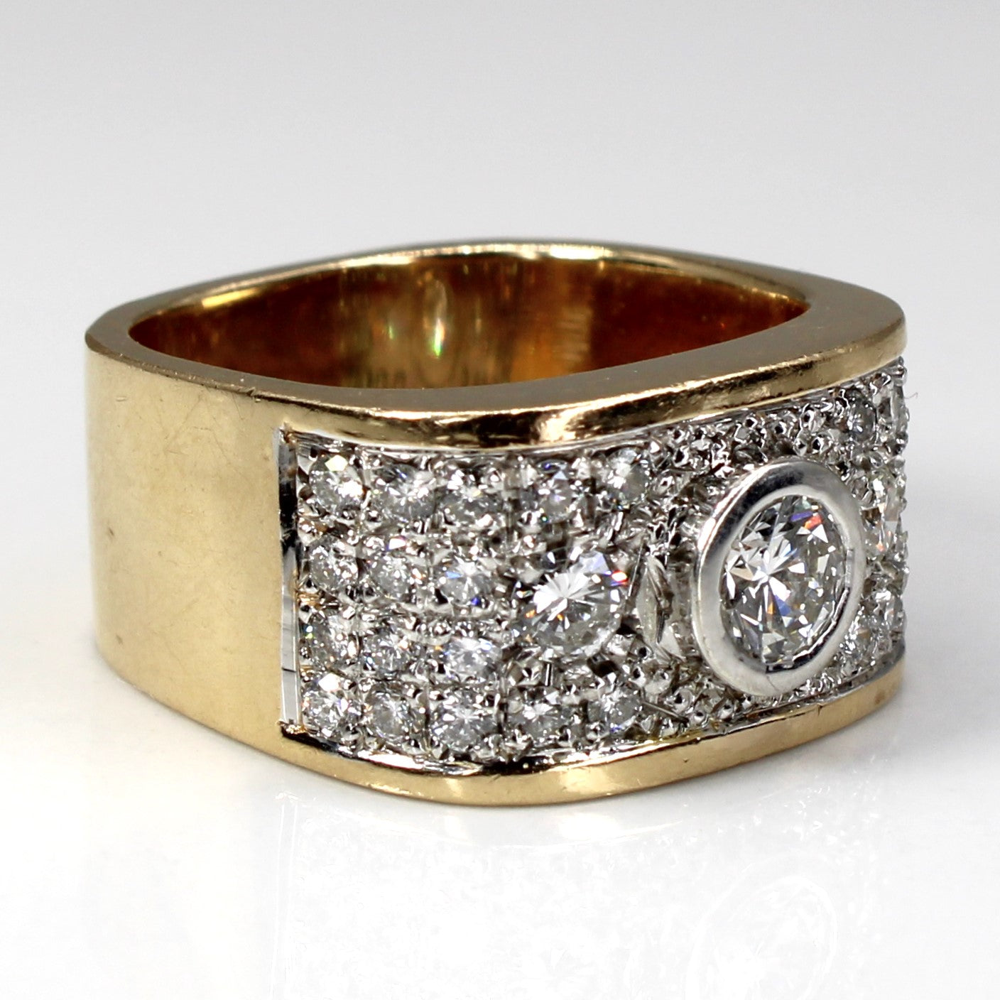 Bague large en or sertie de diamants | 1,88 ct VS2 G/H | Taille 8,75 |