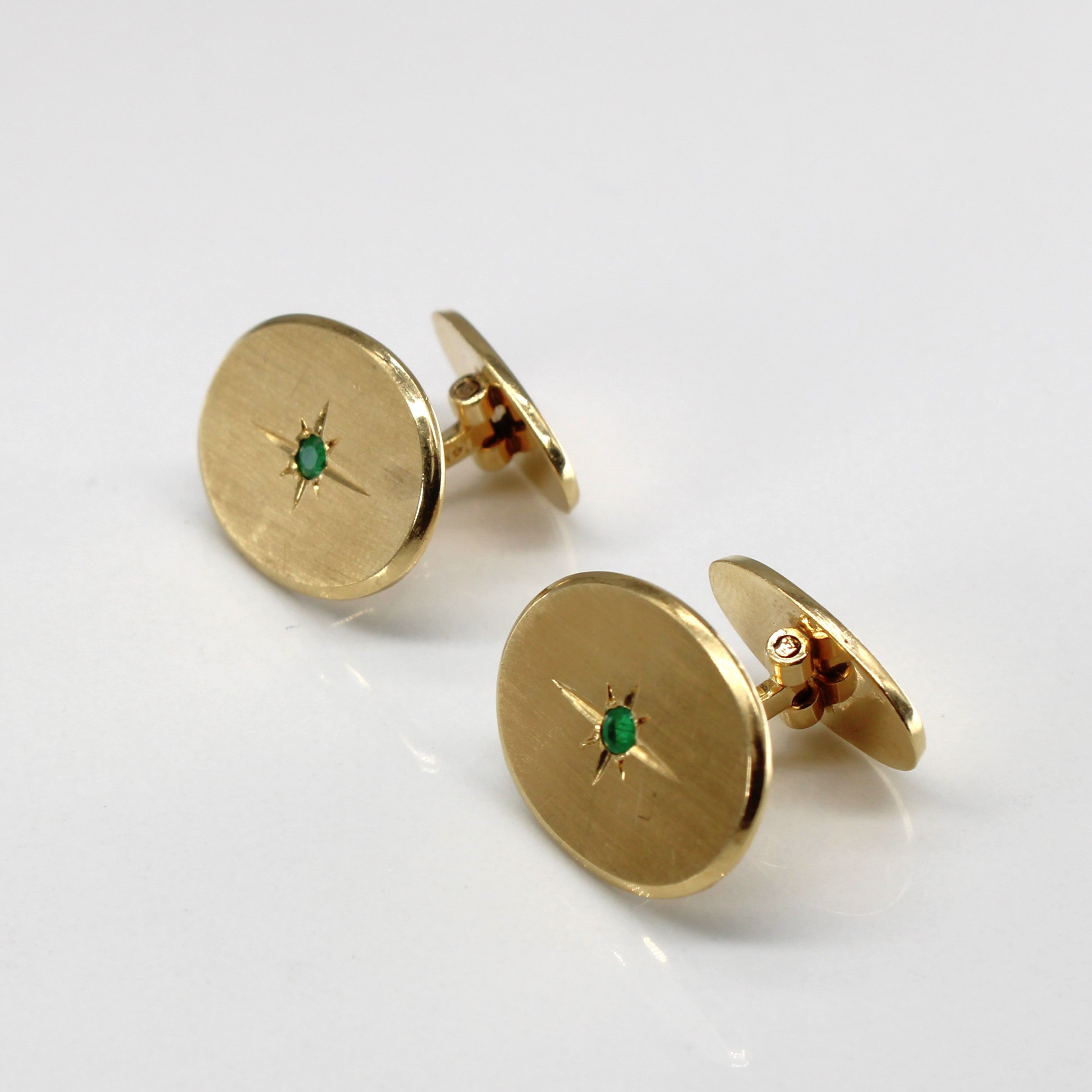 Emerald Gold Cufflinks | 0.12ctw |