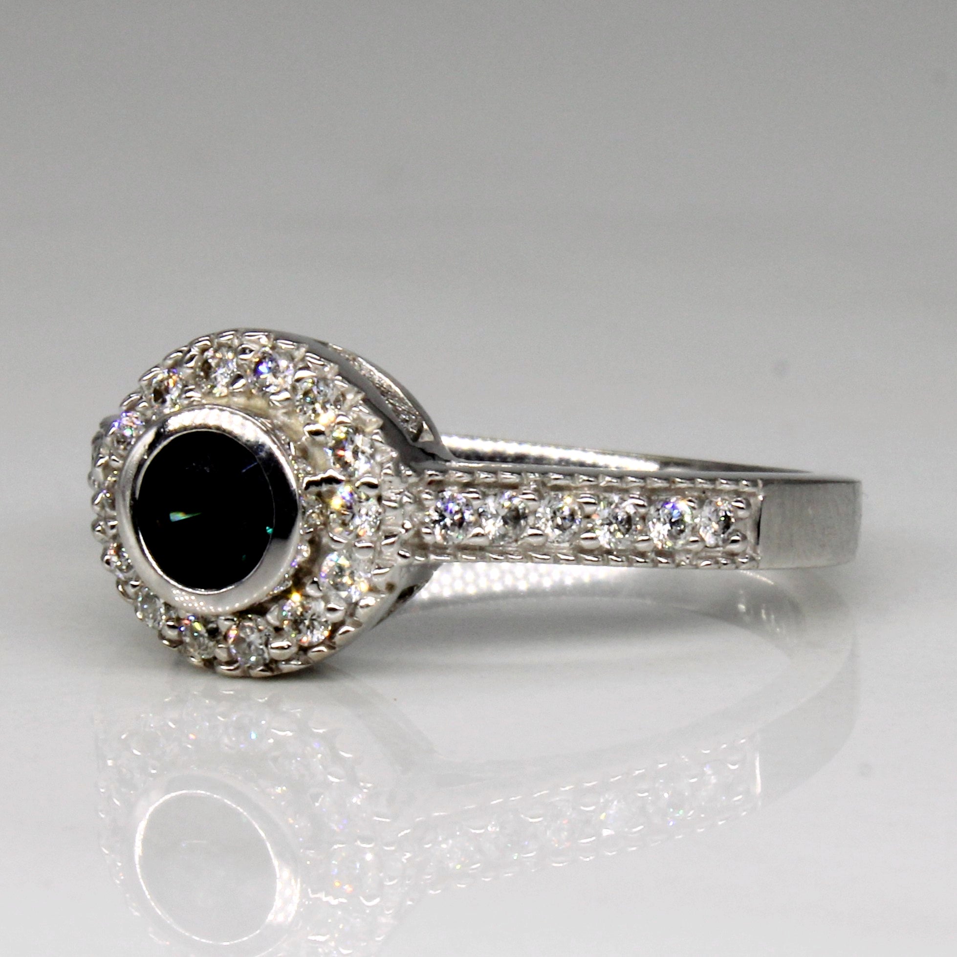 Sapphire & Diamond Halo Set Ring | 0.27ct, 0.20ctw | SZ 6.5 |