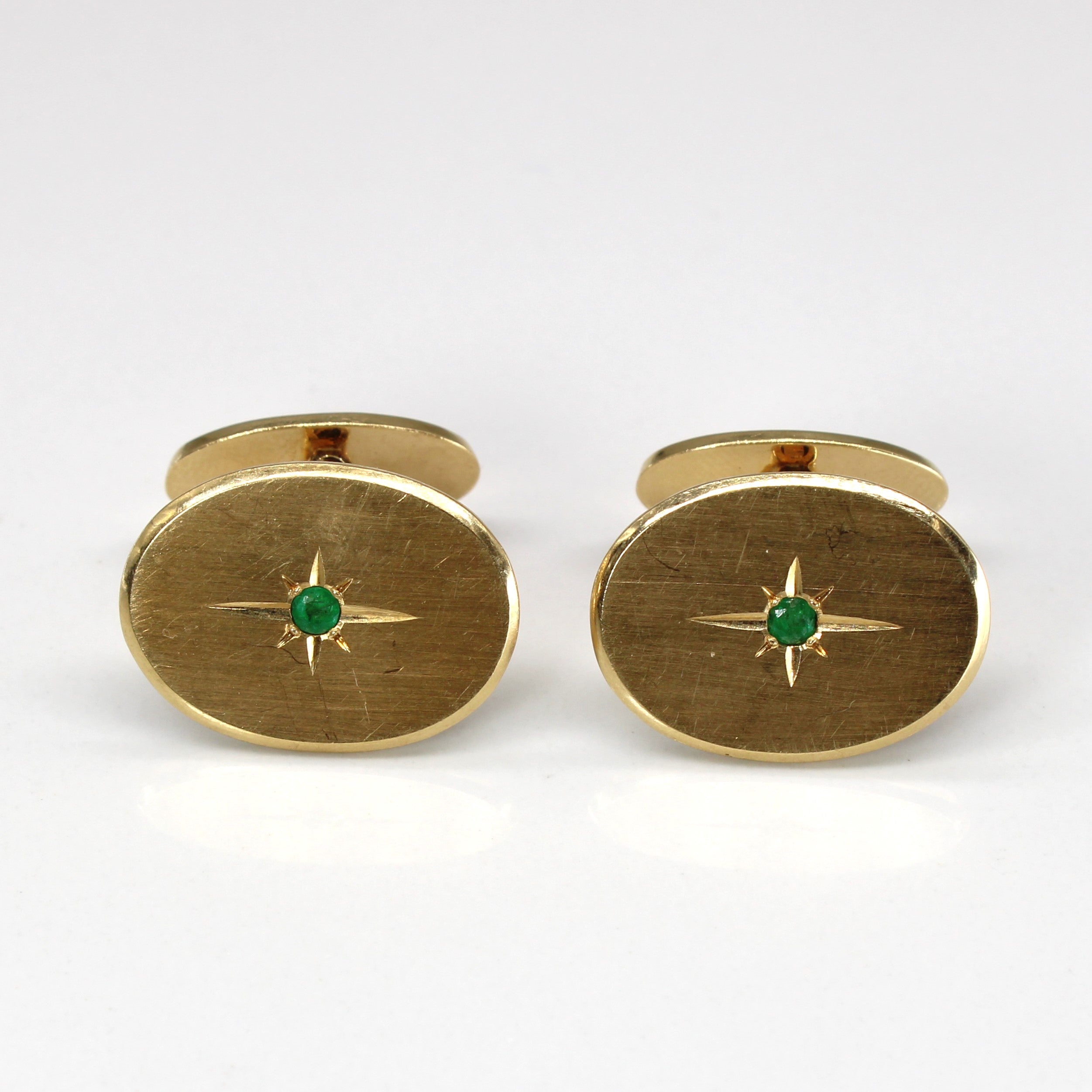 Emerald Gold Cufflinks | 0.12ctw |