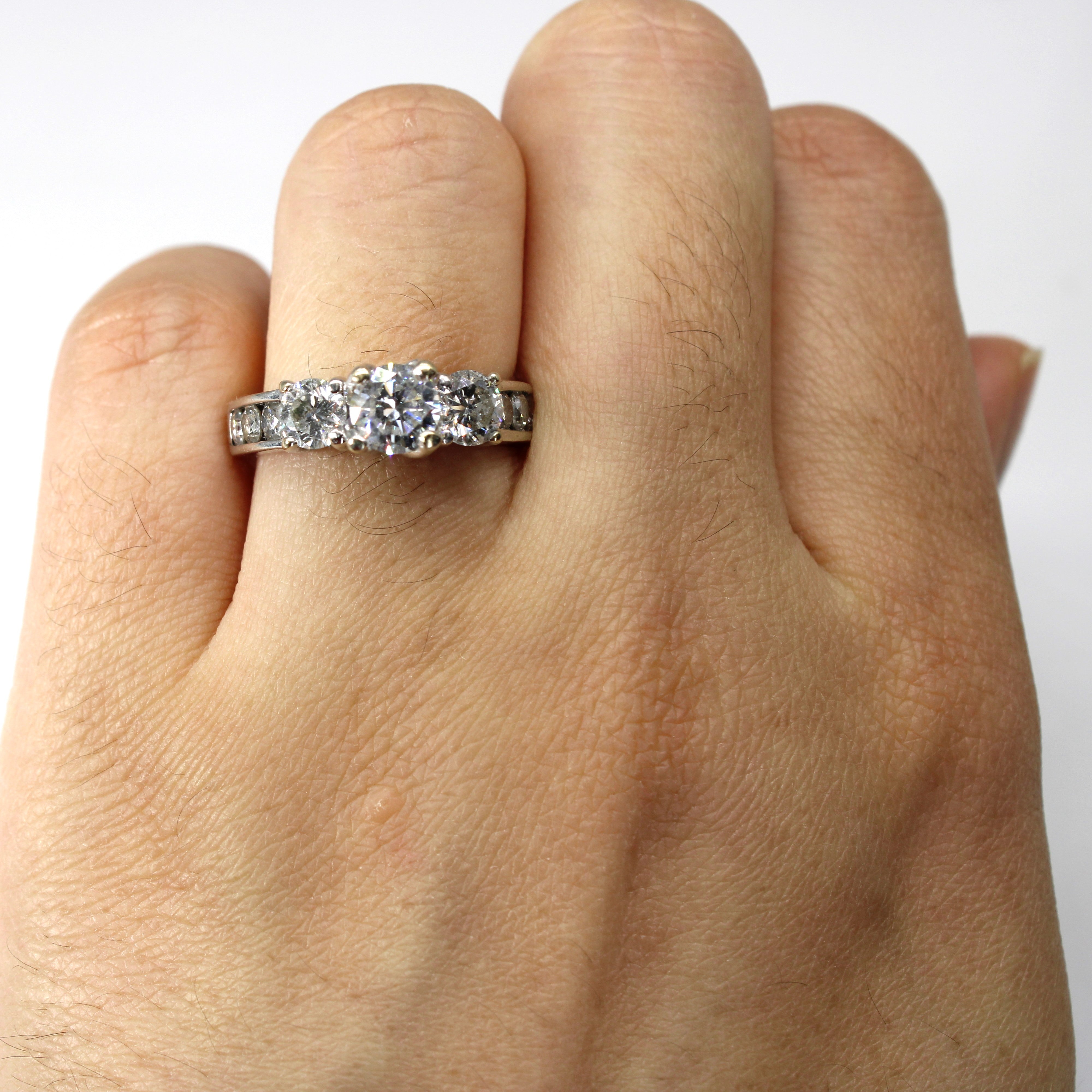 Three Stone Diamond with Accents Engagement Ring | 2.00ctw I1 H/I | SZ 6 |