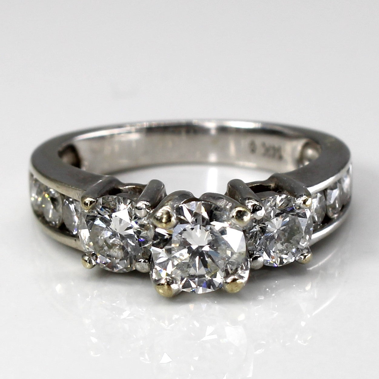 Three Stone Diamond with Accents Engagement Ring | 2.00ctw I1 H/I | SZ 6 |