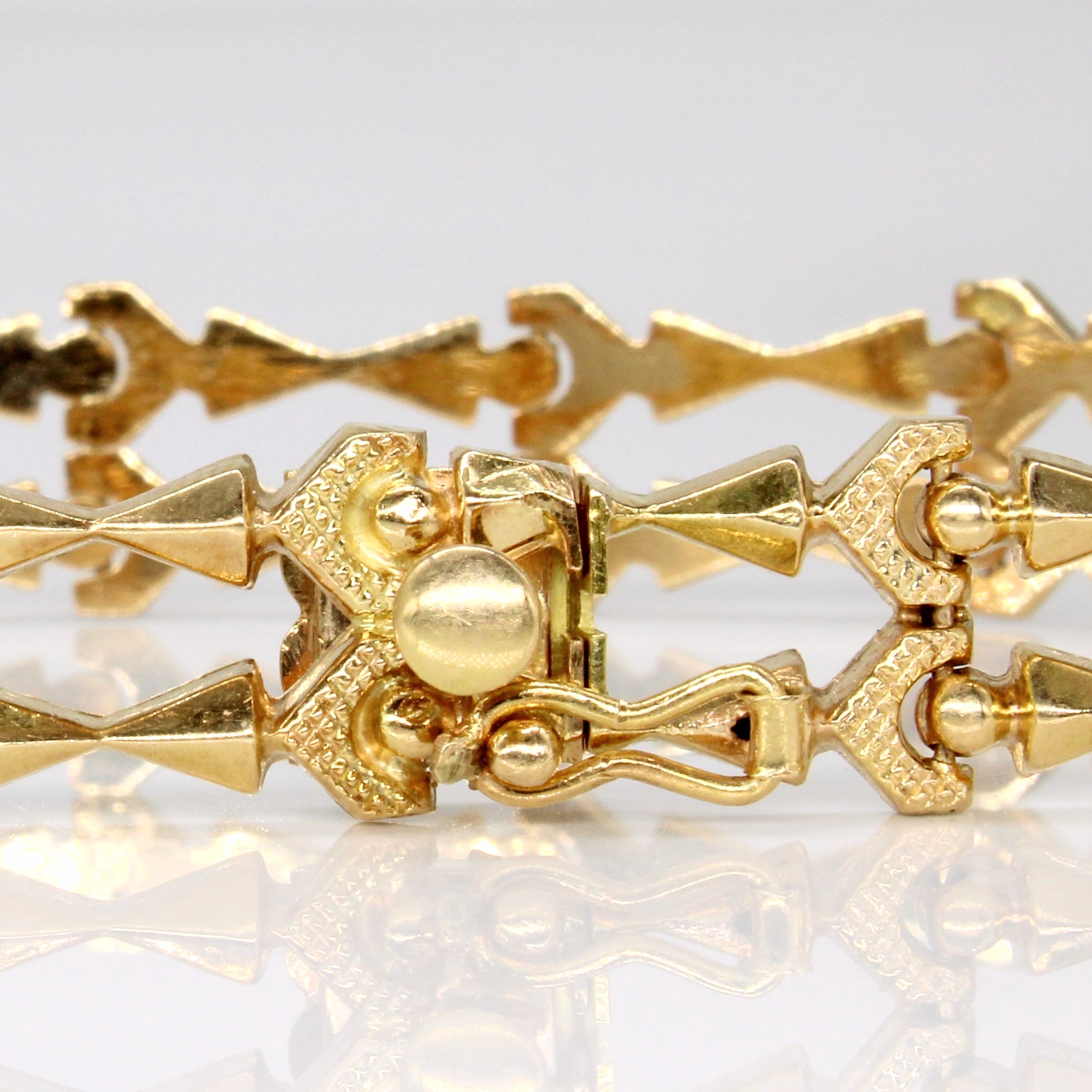 Vintage Italian 18k Yellow Gold Unique Link Bracelet | 7.5" |