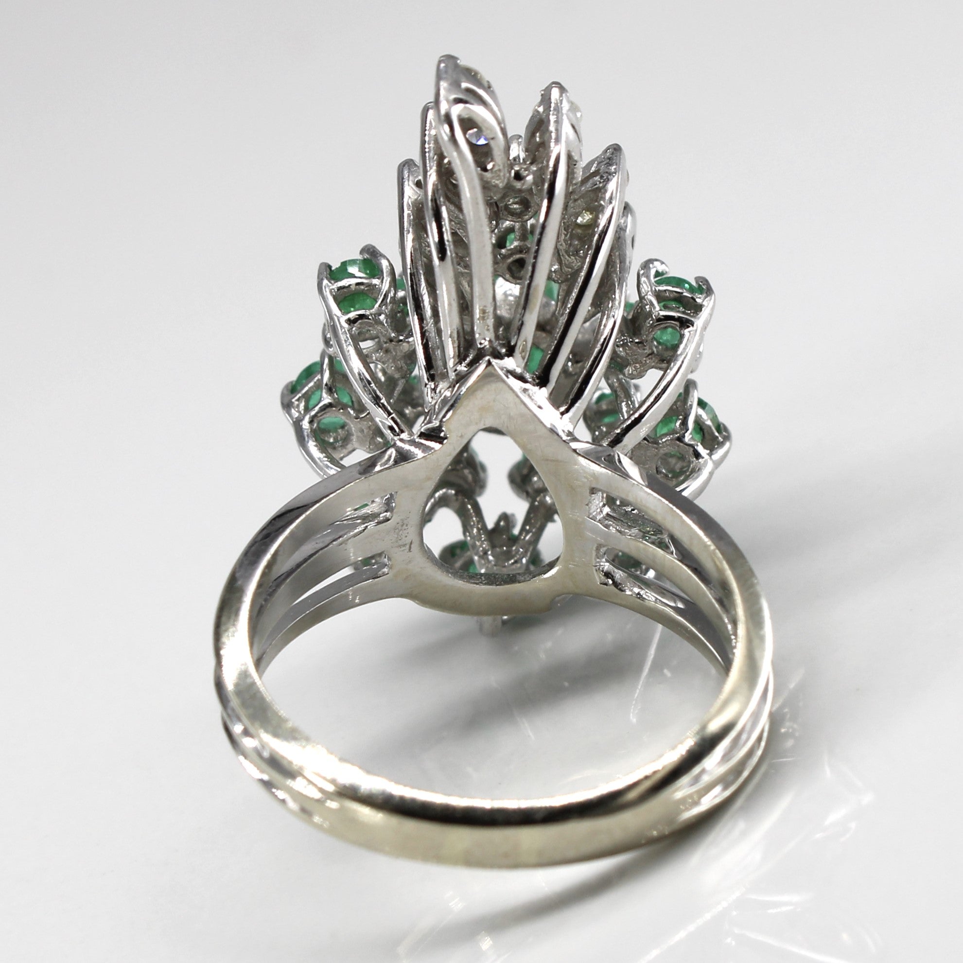 High Set Emerald & Diamond Cocktail Ring | 1.60ctw | 0.35ctw | SZ 8.25 |