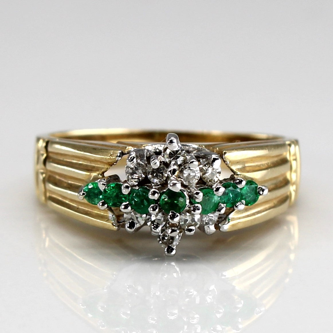 Cluster Set Emerald & Diamond Ring | 0.14ctw | 0.10ctw | SZ 7 |