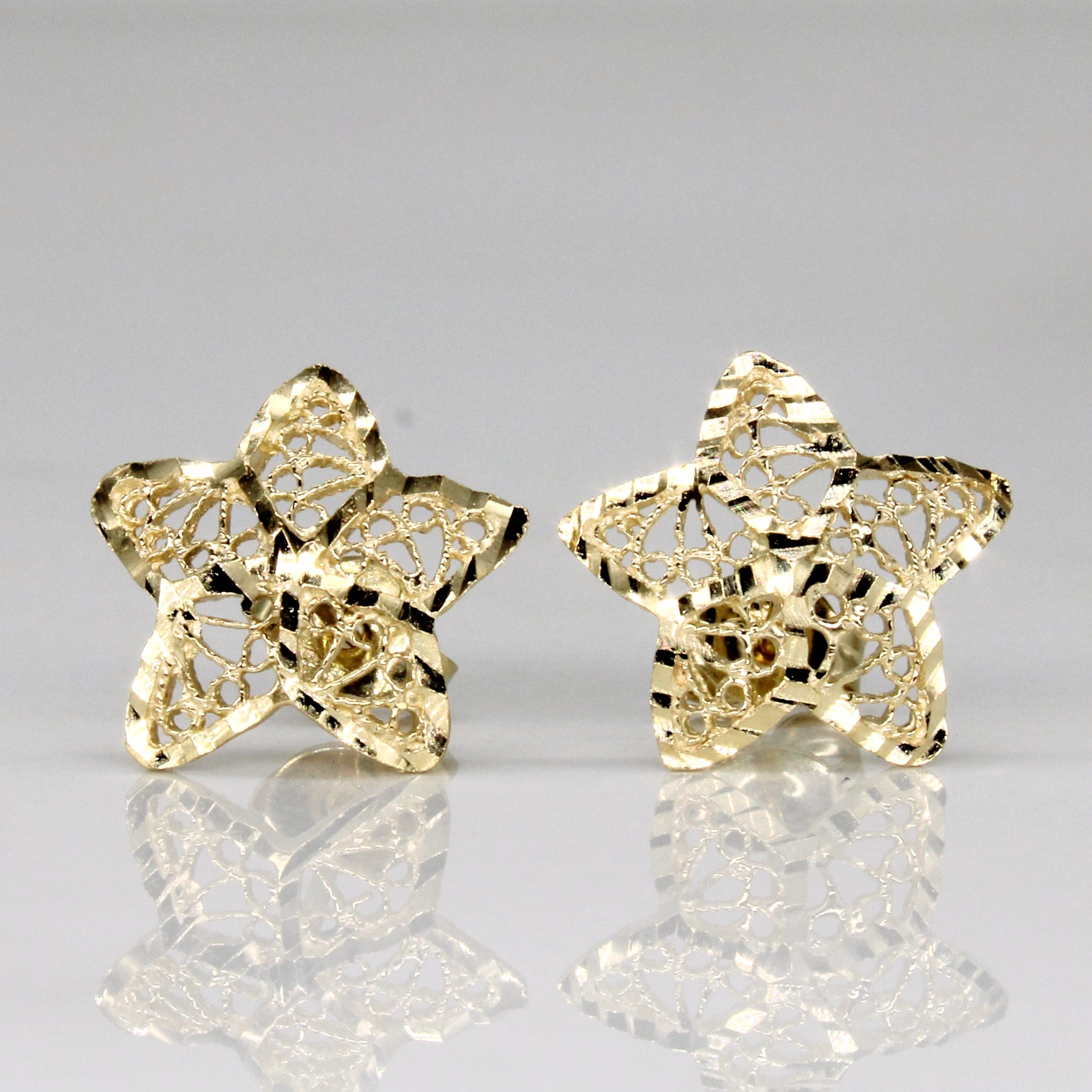 14k Yellow Gold Star Earrings