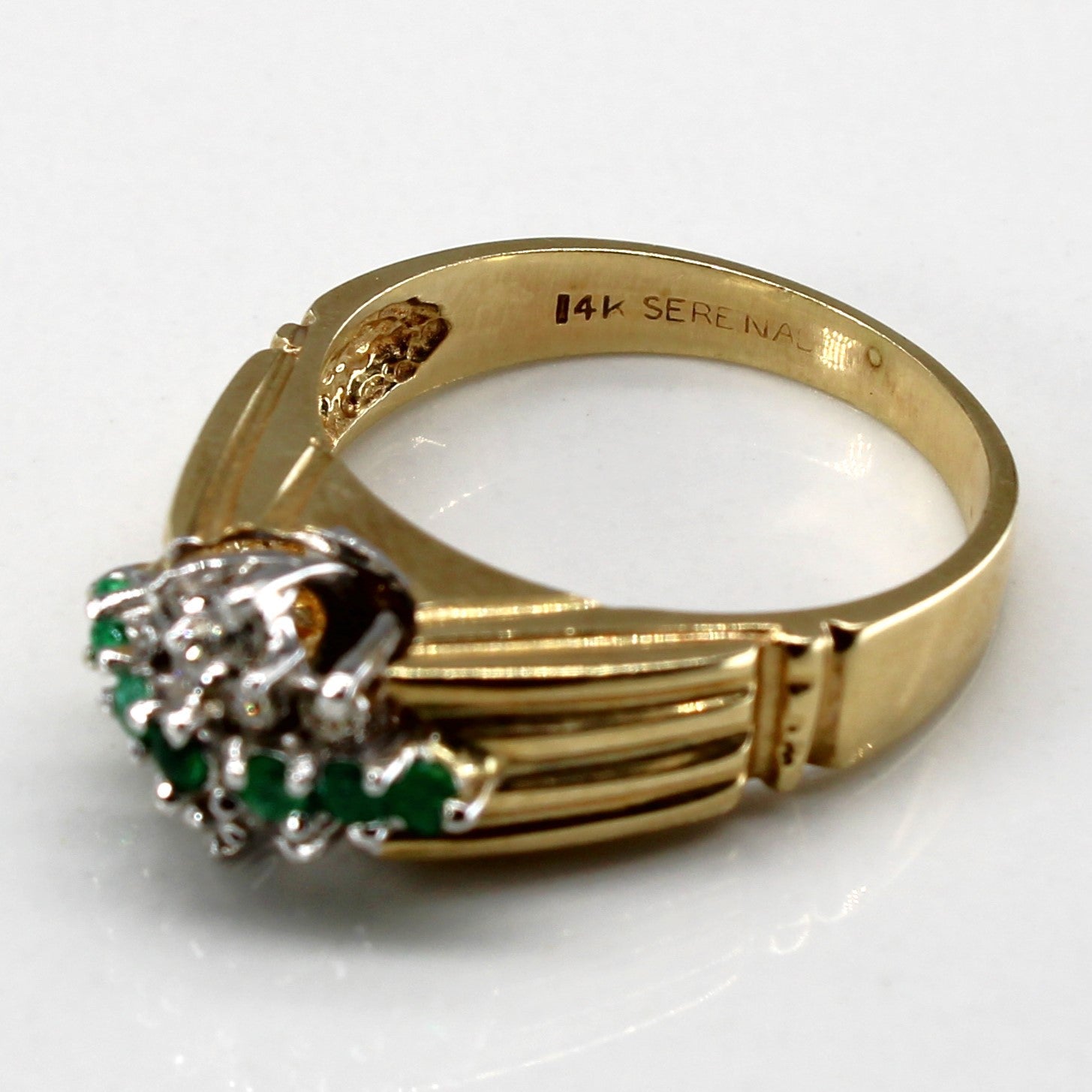 Cluster Set Emerald & Diamond Ring | 0.14ctw | 0.10ctw | SZ 7 |