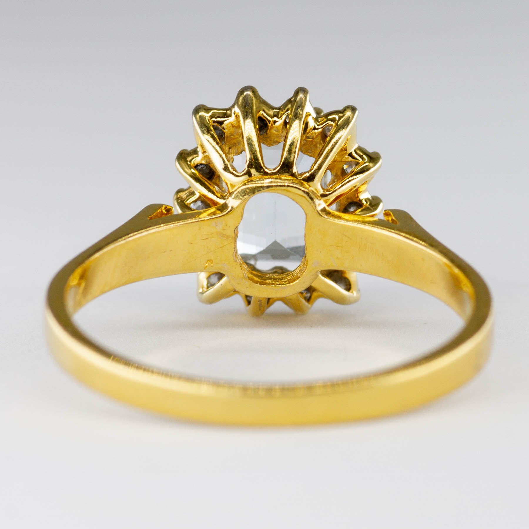 14k Yellow Gold Step Cut Aquamarine and Diamond Ring | 0.97ctw | SZ 6.75