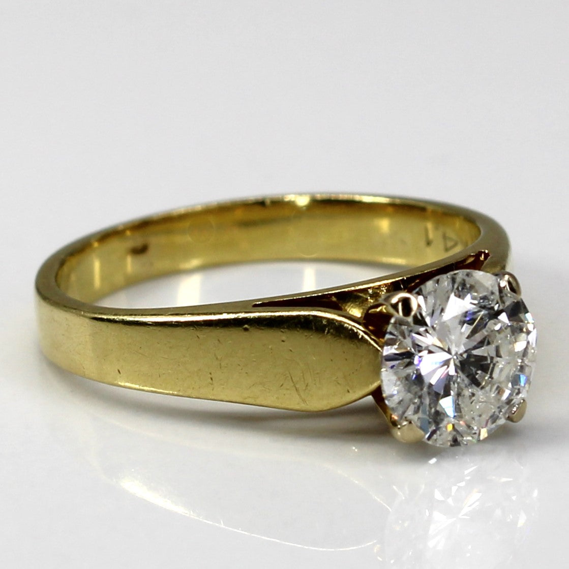 Bague solitaire en or jaune avec diamant | 1,07 ct I2/I3 I/J | Taille 5,75 |