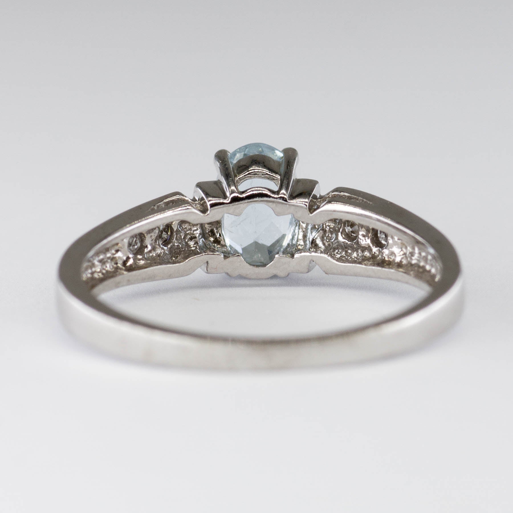 10k White Gold Oval Aquamarine and Diamond Ring | 0.36ctw | SZ 5