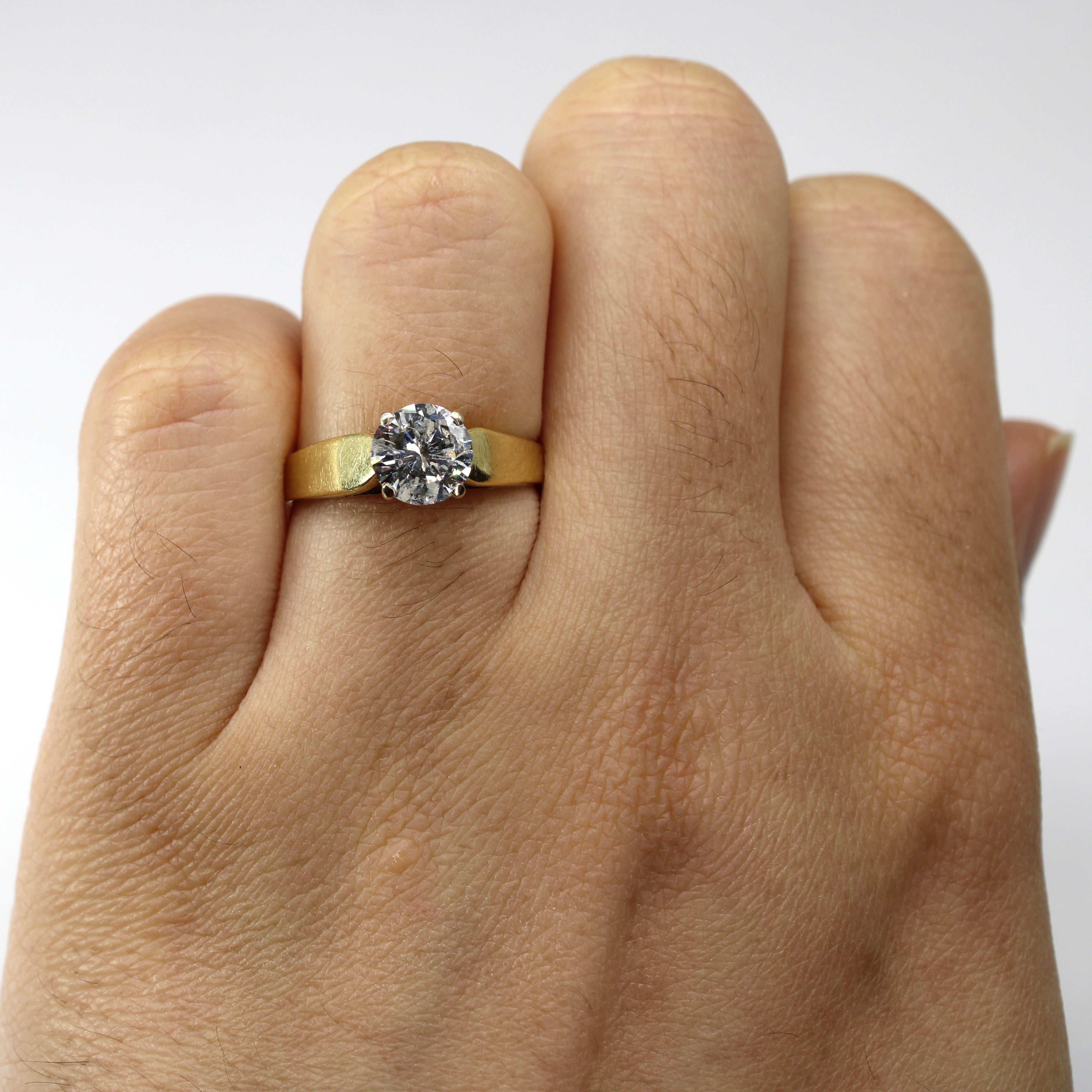 Bague solitaire en or jaune avec diamant | 1,07 ct I2/I3 I/J | Taille 5,75 |