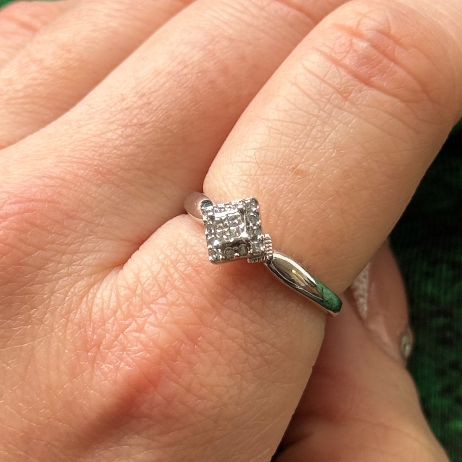 Princess Diamond & Hidden Sapphire Ring | 0.18ctw | SZ 7 |