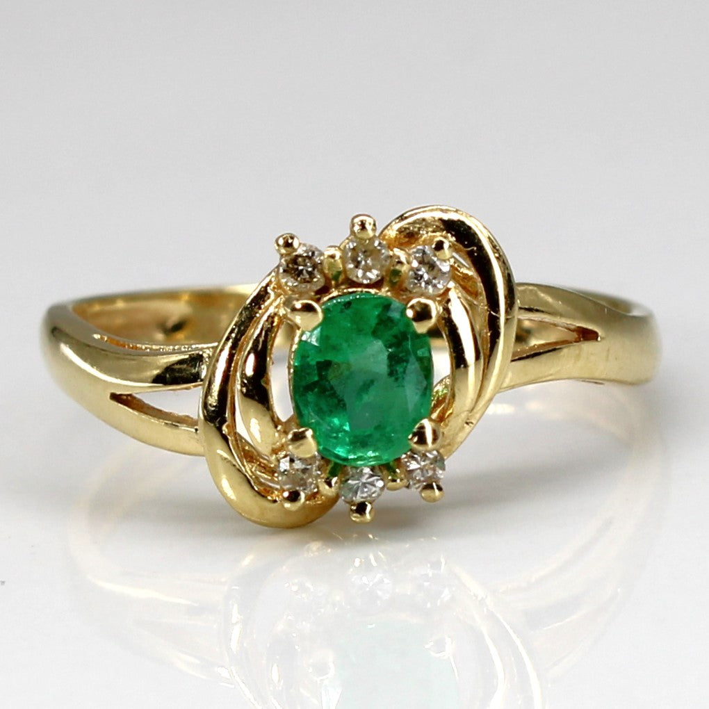 Emerald & Diamond Cocktail Ring | 0.30ct | 0.06ctw | SZ 6 |