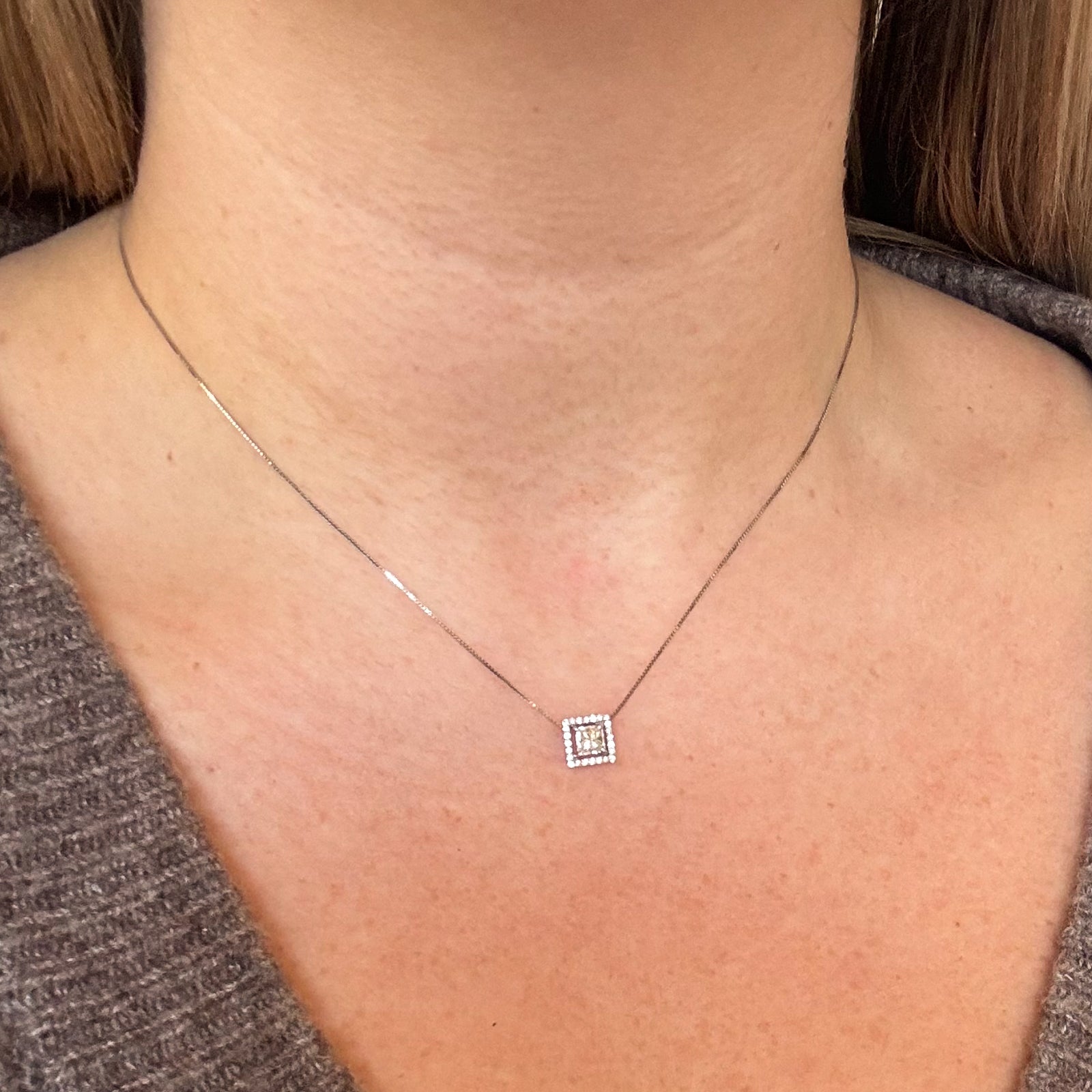 Princess Cut Diamond Pendant & Necklace | 0.64ctw | 16" |