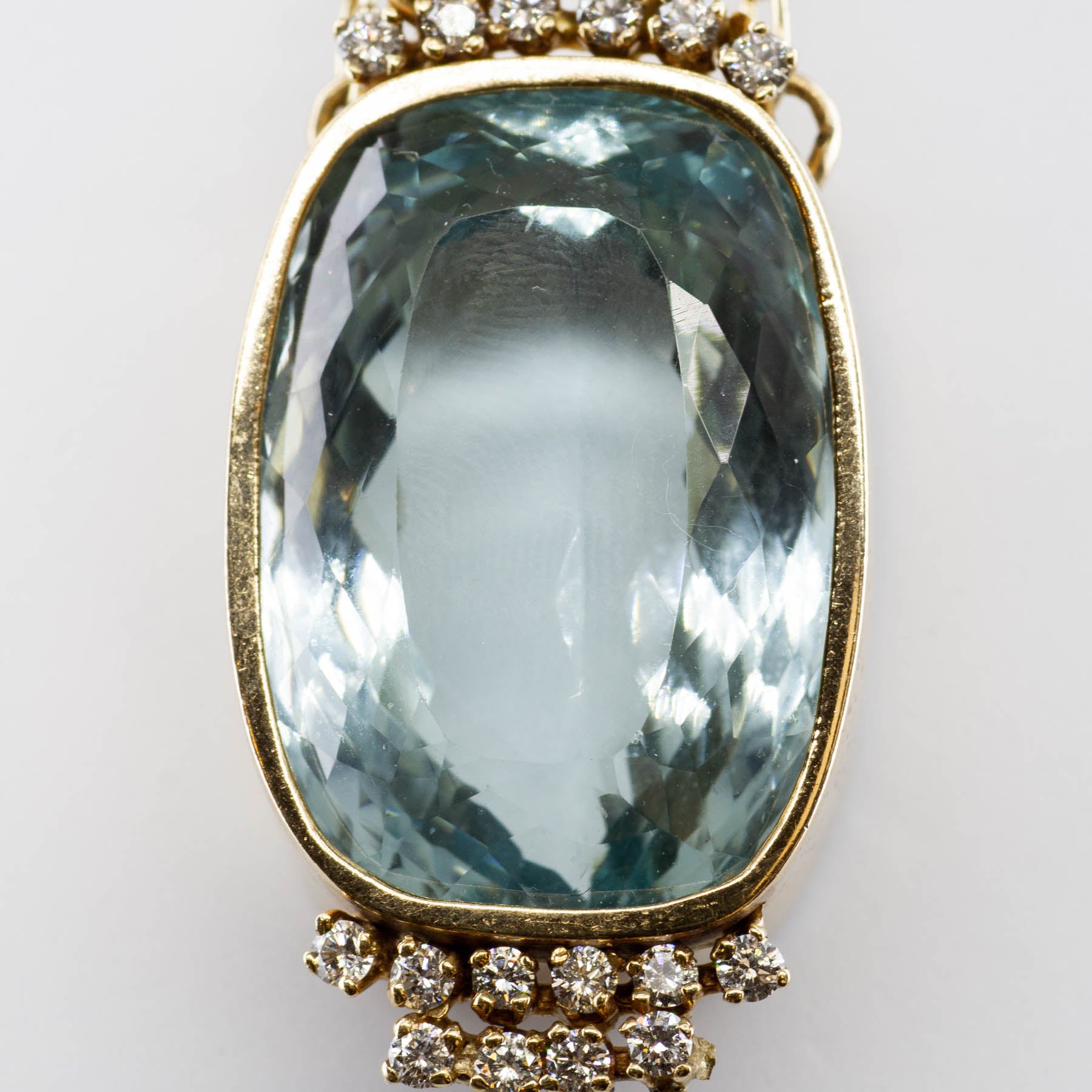 45.00ct Aquamarine and Diamond Necklace | 45.00ct 1.00ctw | 28"