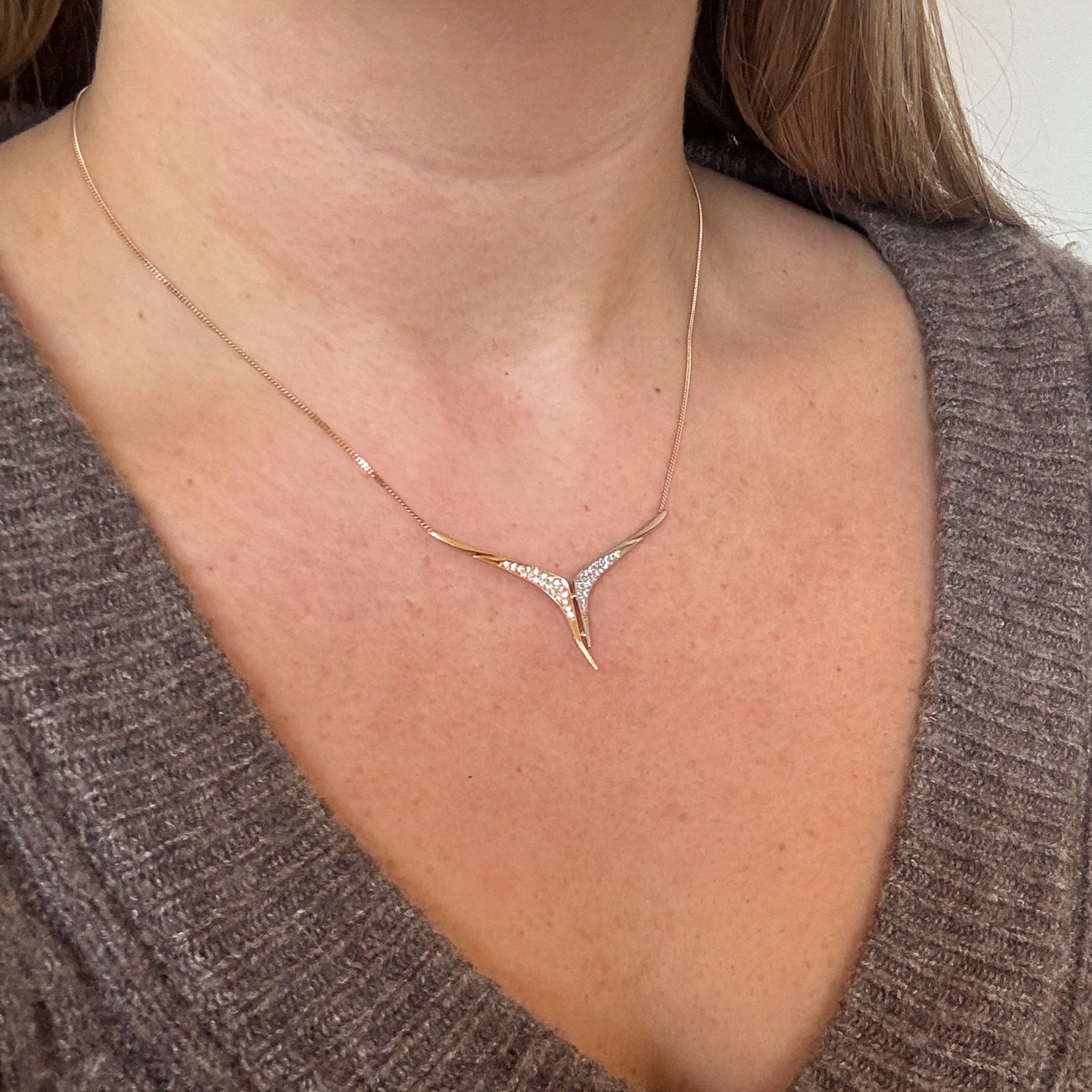 Diamond Two Tone Pendant Necklace | 0.20ctw | 16" |