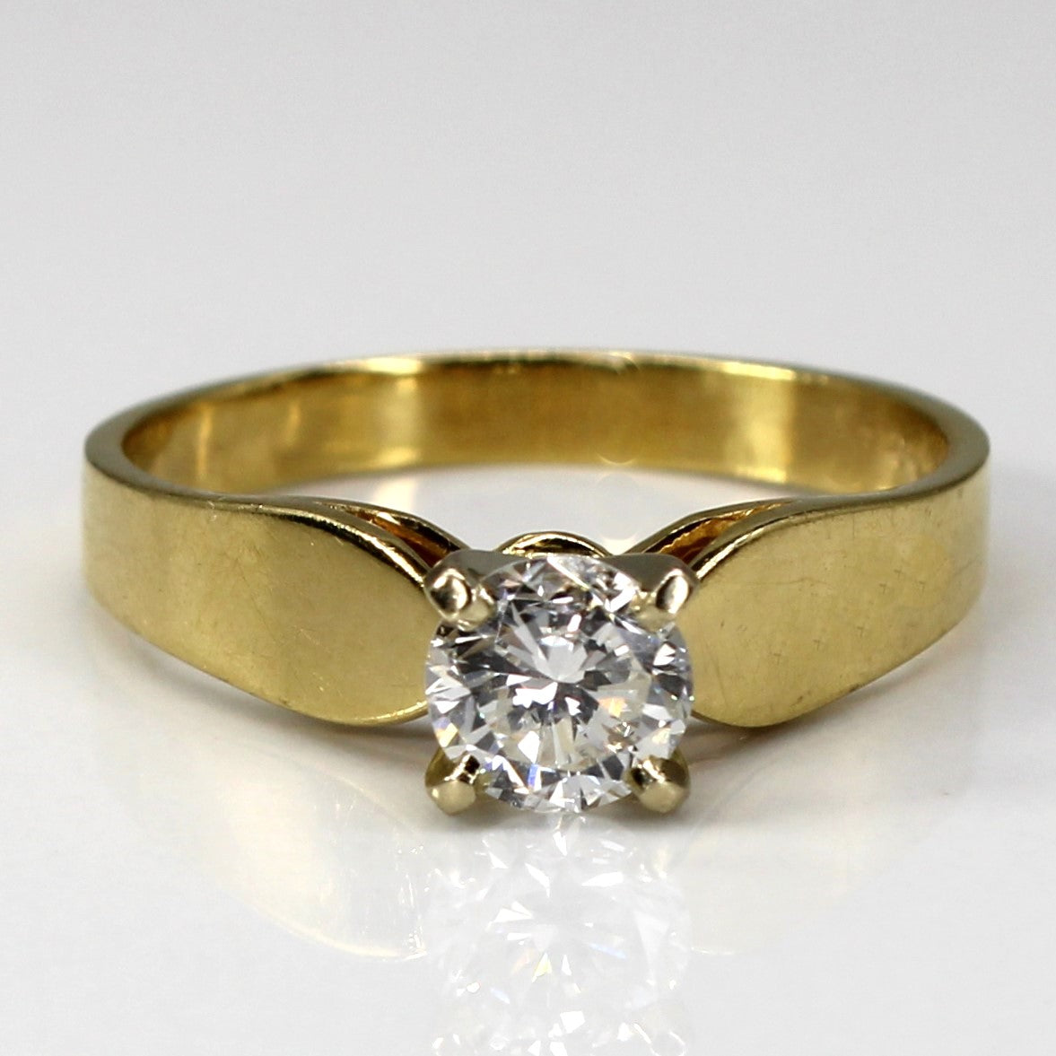 Offset Solitaire Diamond Yellow Gold Ring | 0.80ct I1 I | SZ 9.25 |