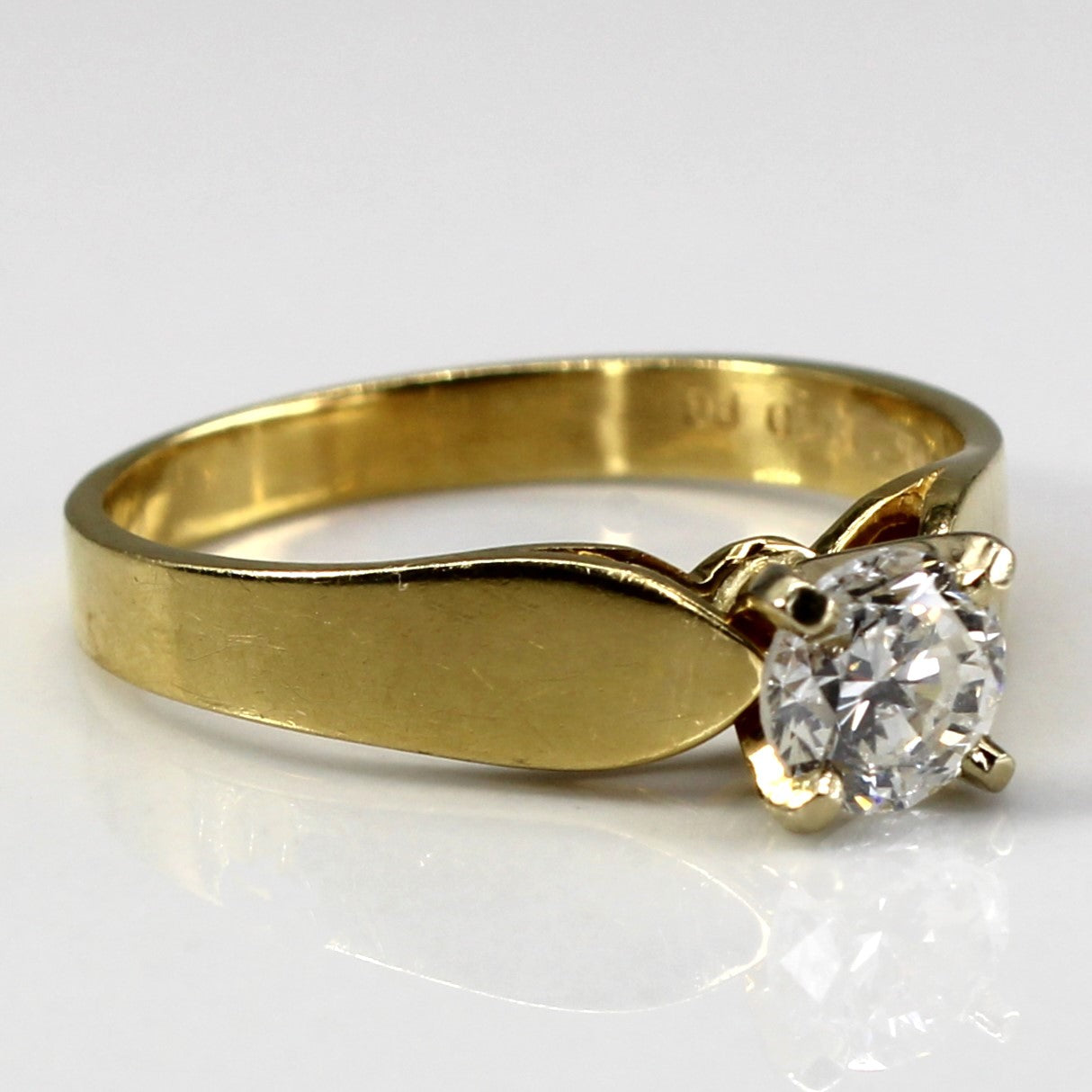 Offset Solitaire Diamond Yellow Gold Ring | 0.80ct I1 I | SZ 9.25 |