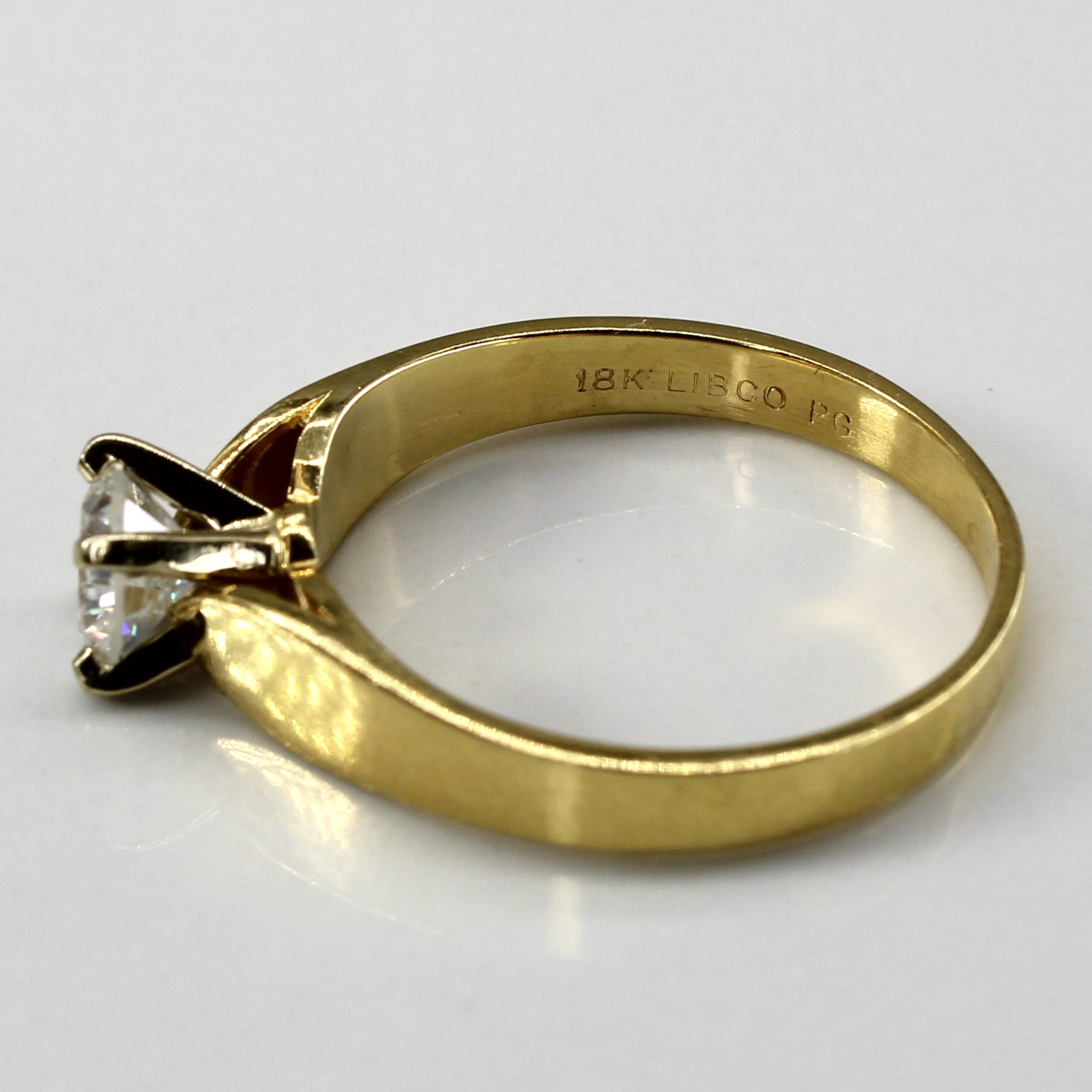 Offset Solitaire Diamond Yellow Gold Ring | 0.80ct I1 I | SZ 9.25 |