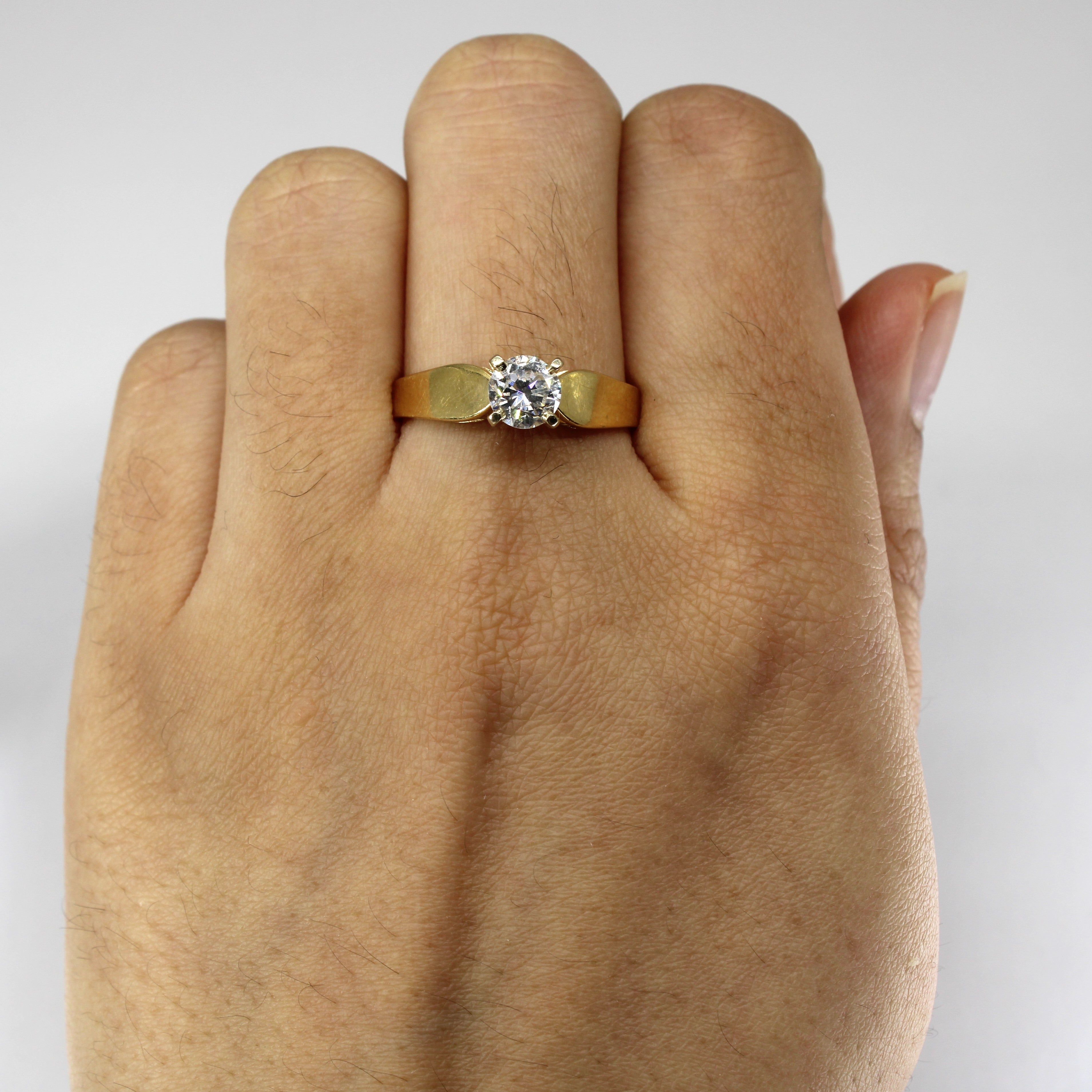 Offset Solitaire Diamond Yellow Gold Ring | 0.80ct I1 I | SZ 9.25 |