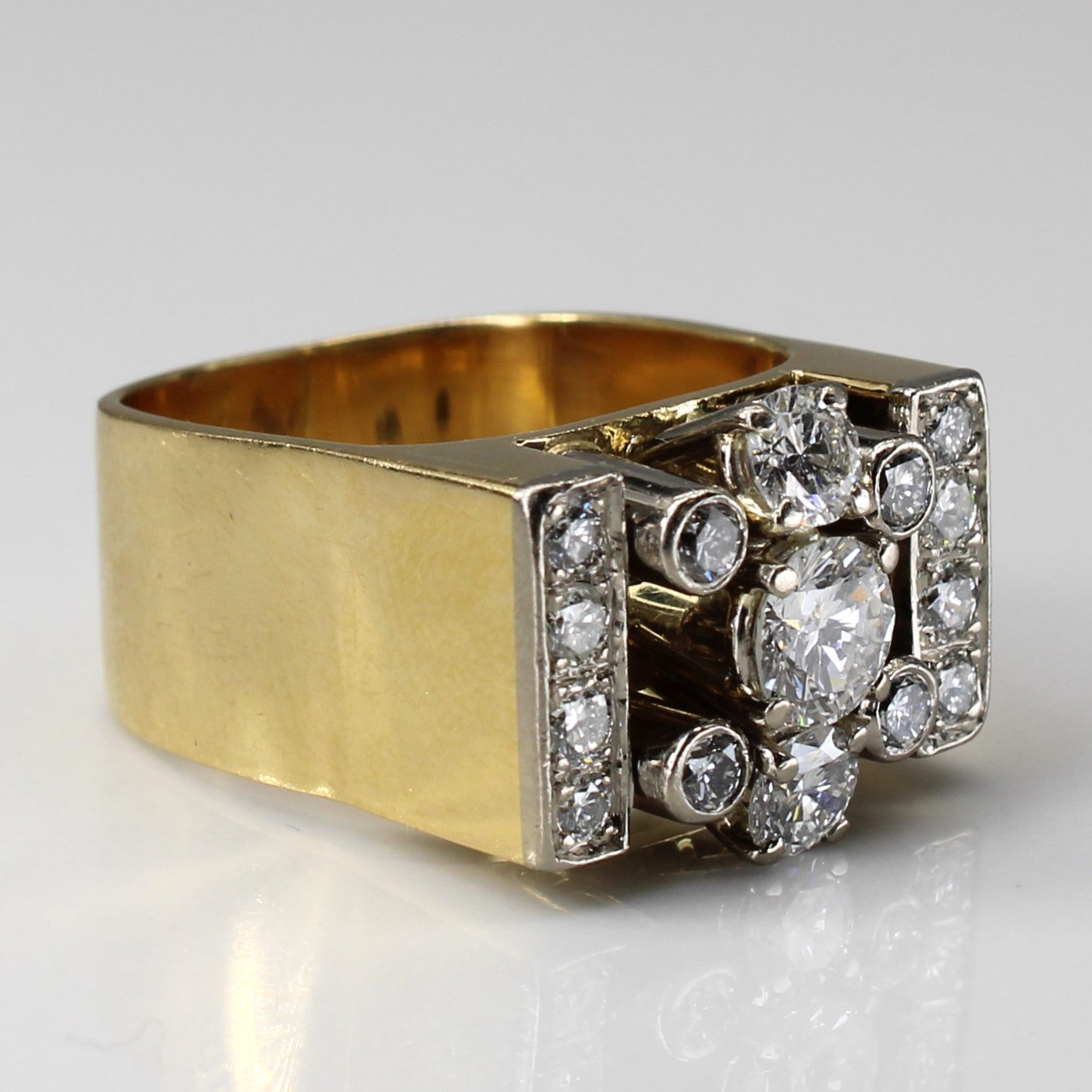Textured Diamond Wide Gold Ring | 1.50ctw VS1/VS2 F/G | SZ 5.75 |
