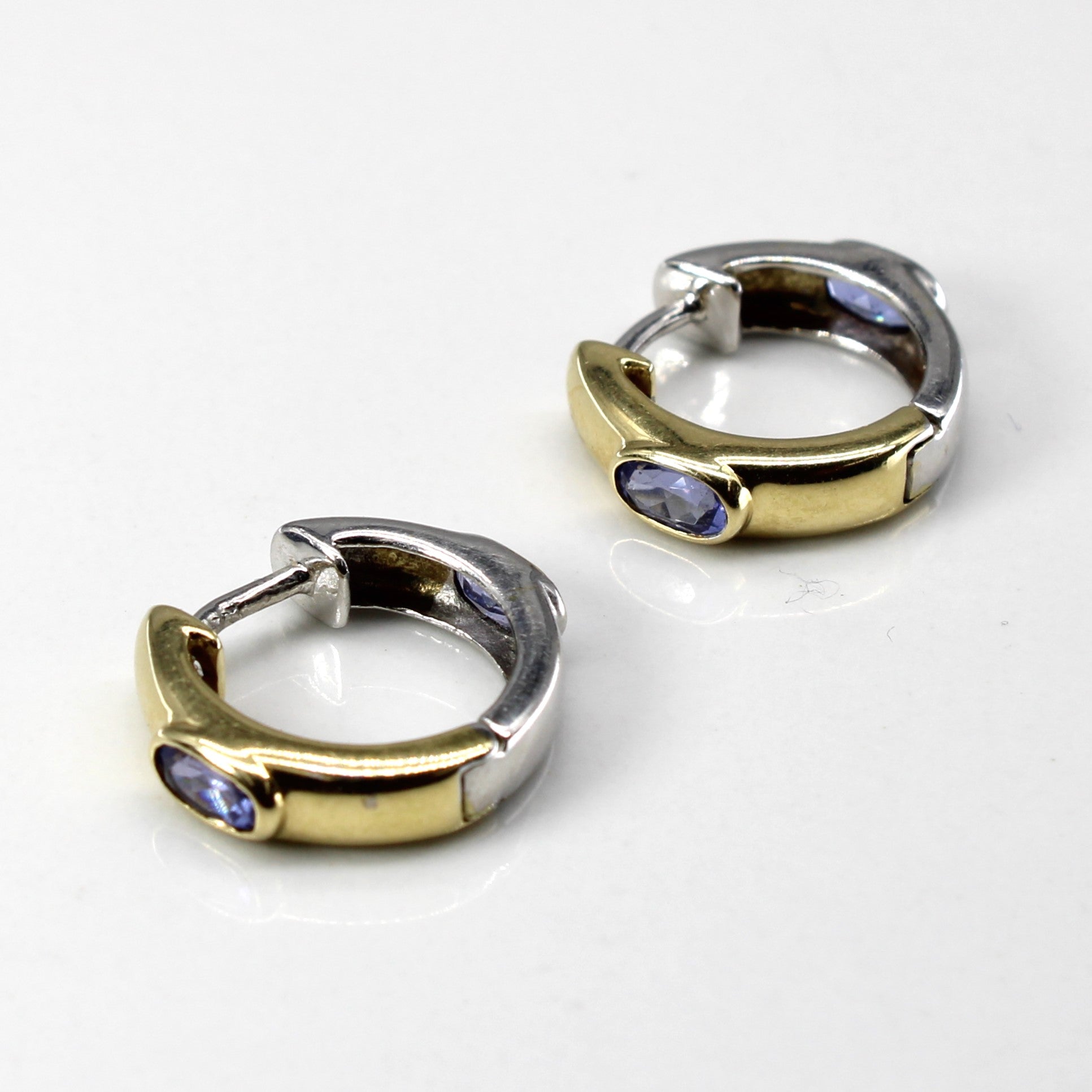 Two Tone Gold Huggie Earrings | 0.84ctw |