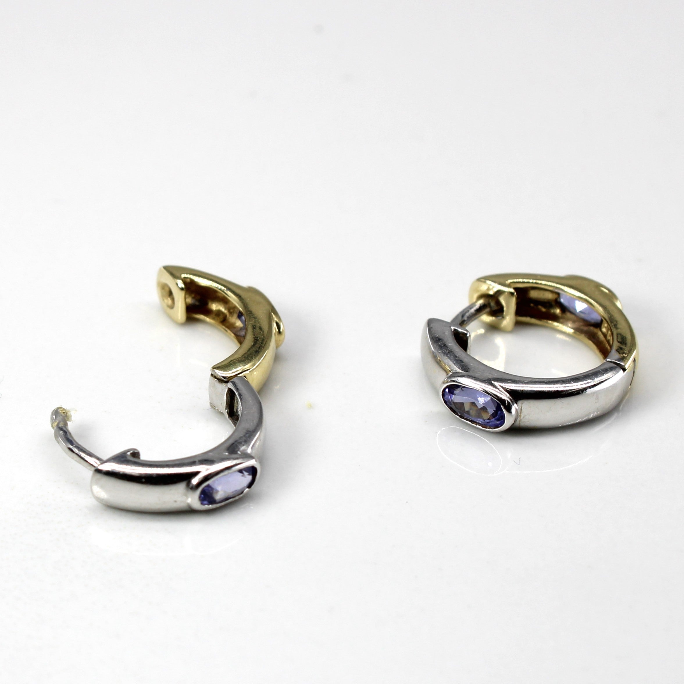 Two Tone Gold Huggie Earrings | 0.84ctw |