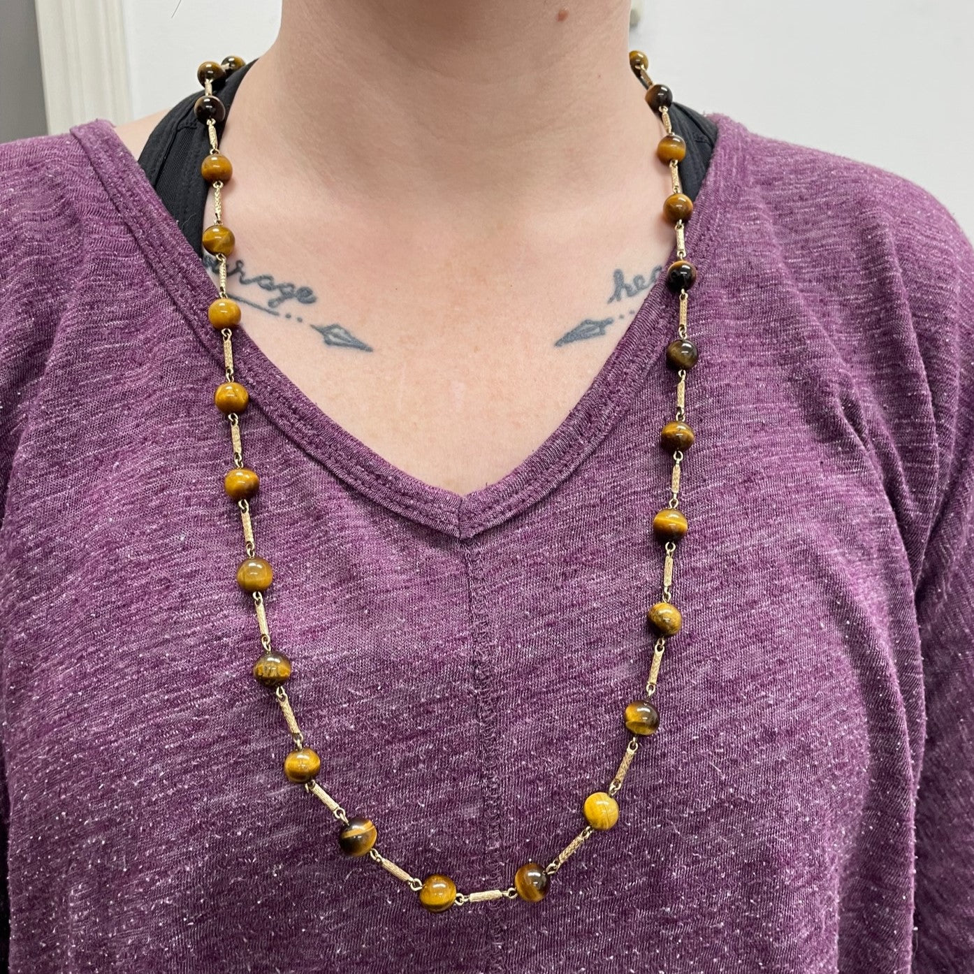 Tiger Eye Quartz Long Necklace | 36"|