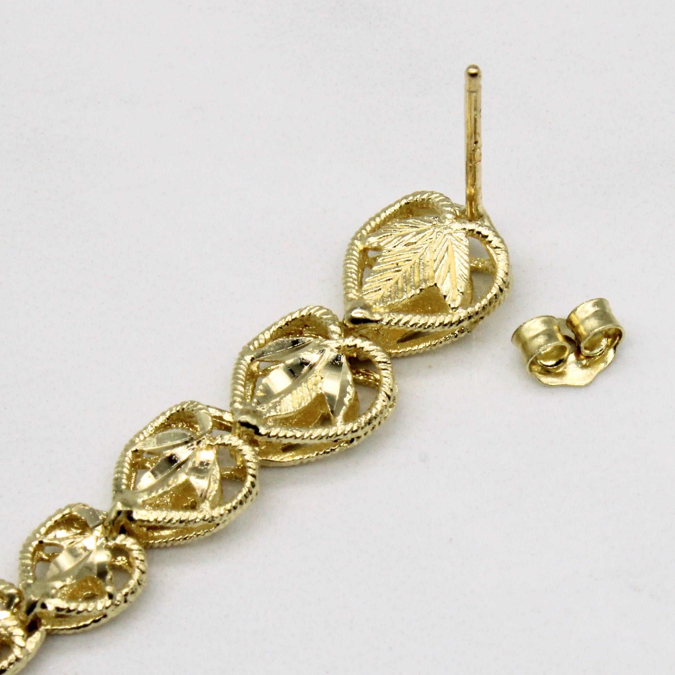 14k Yellow Gold Drop Heart Earrings