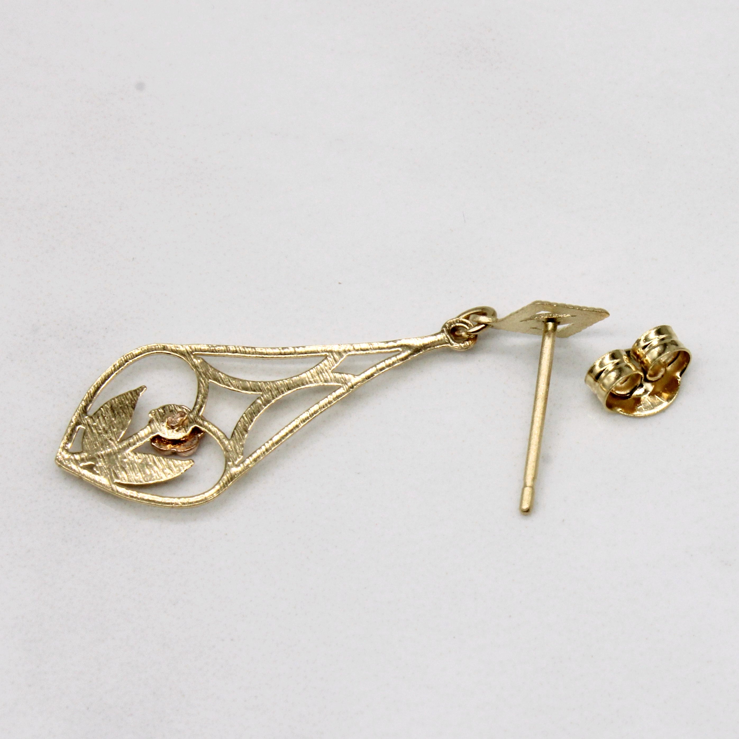 Boucles d'oreilles pendantes en or bicolore 14 carats