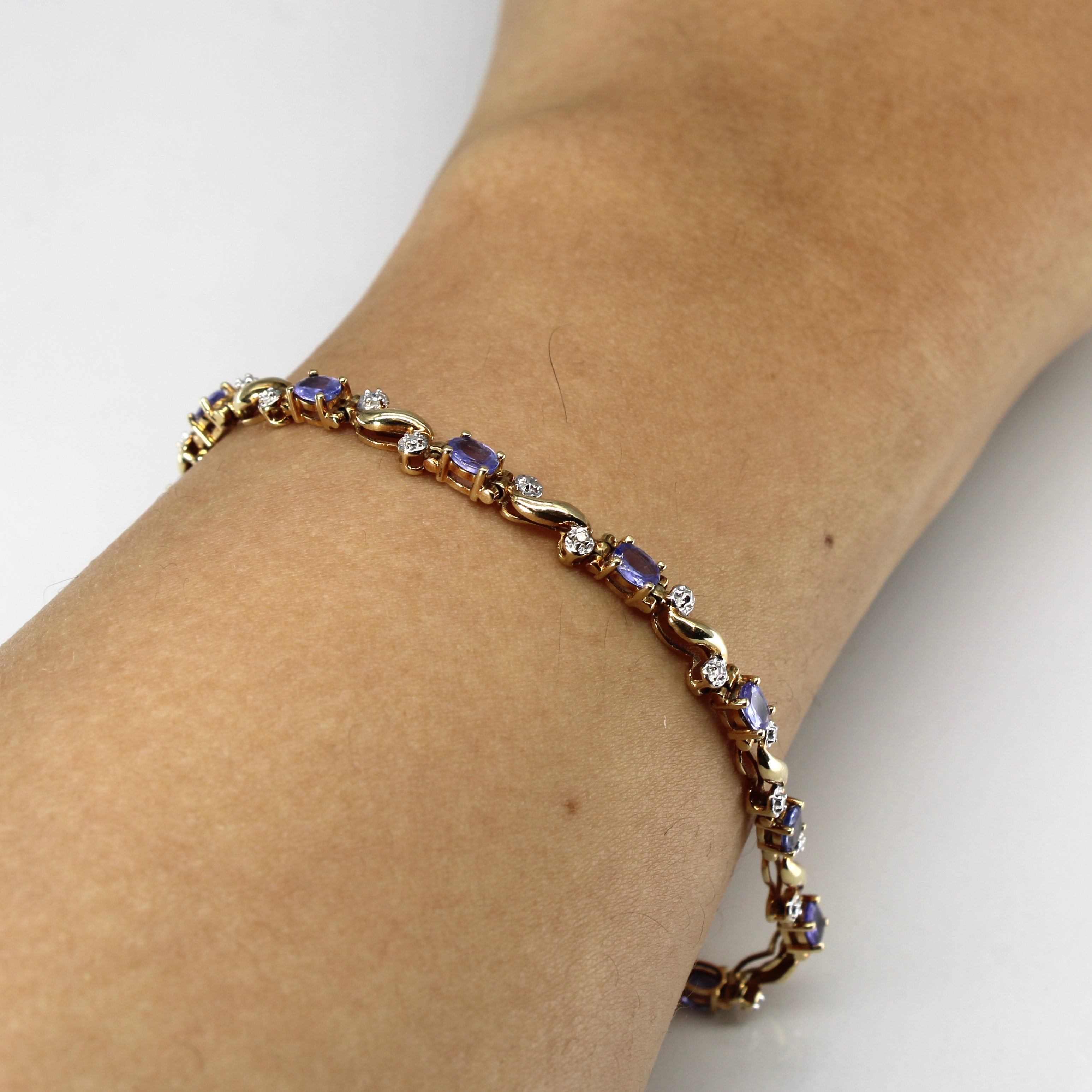 Tanzanite & Diamond Chain Bracelet | 1.65ct | 0.005ctw | 7"|