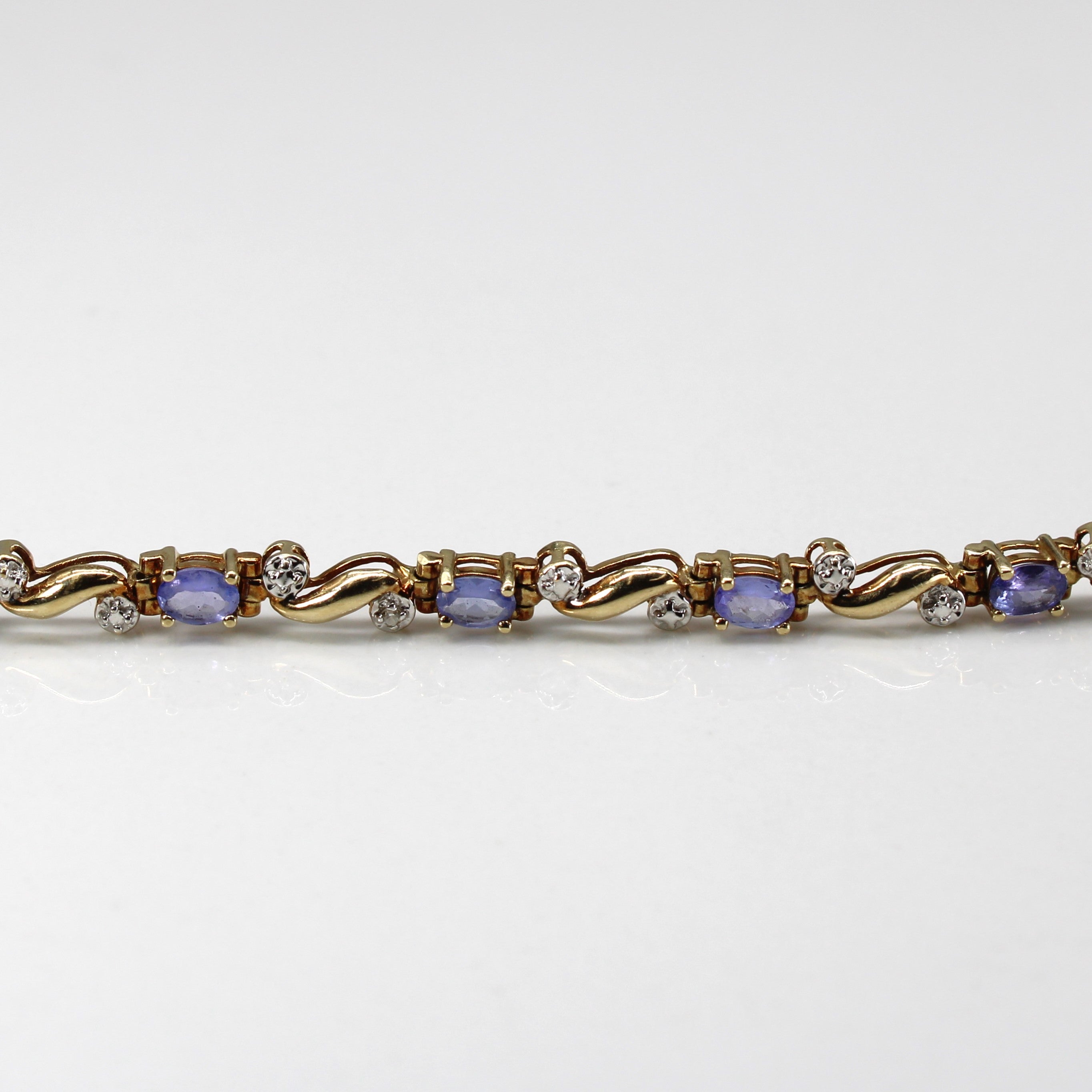 Tanzanite & Diamond Chain Bracelet | 1.65ct | 0.005ctw | 7"|