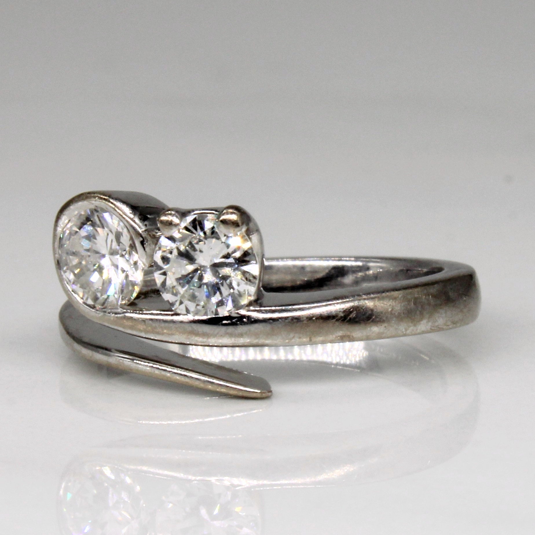 Two Stone Diamond Bypass Ring | 0.66ctw | SZ 4 |